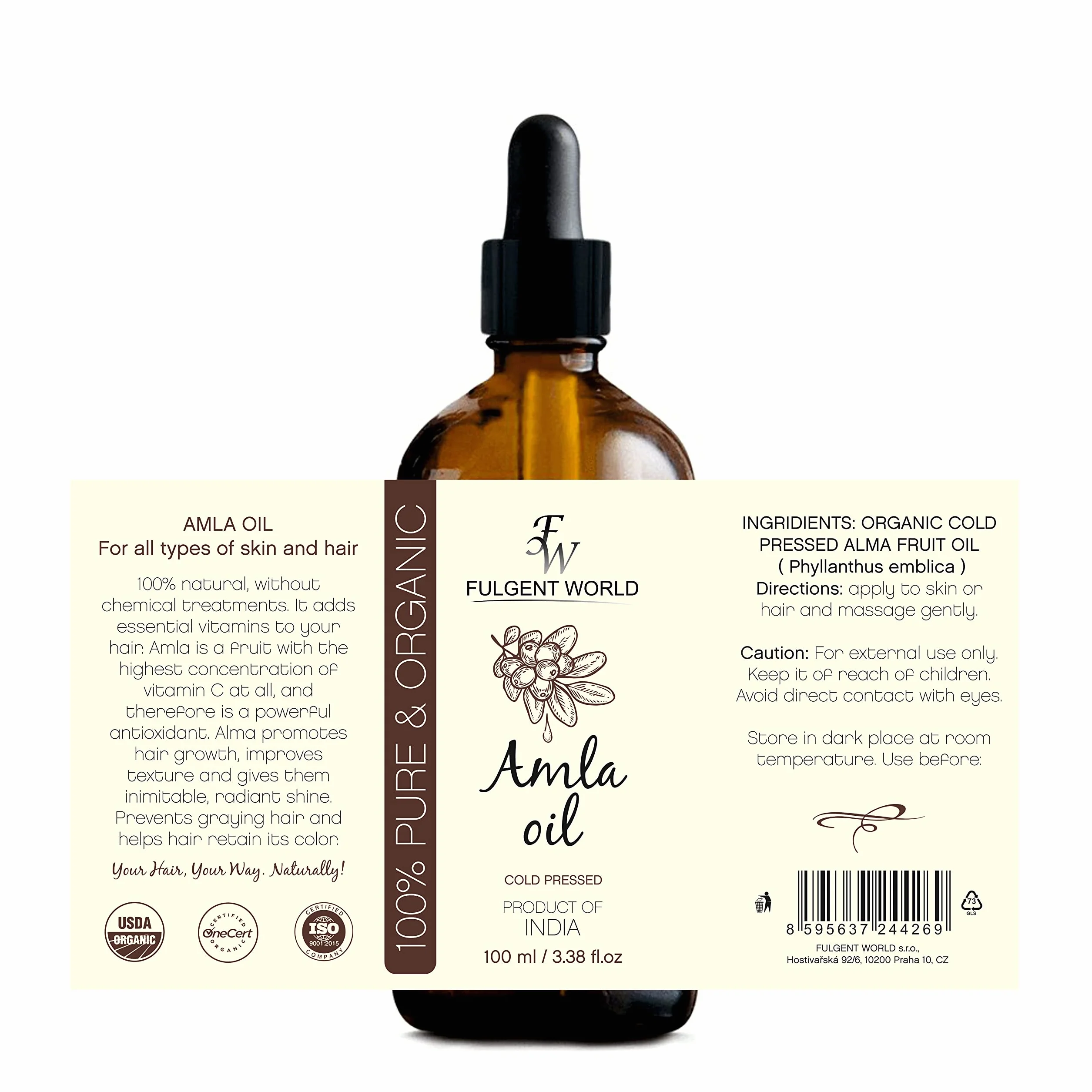 Olejek Amla 100% czysty biologiczny do włosów 100 ml