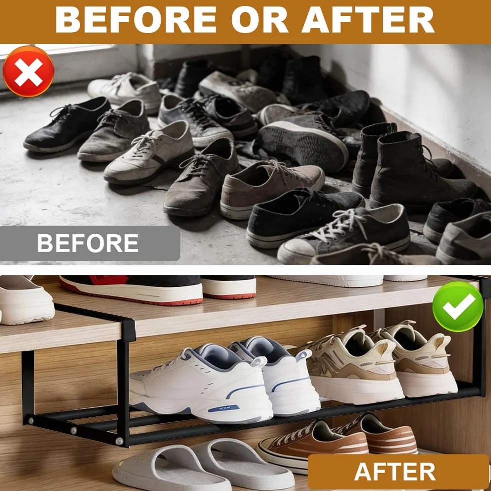 Wiszący regał na buty wysuwany 40-70 cm regulowany organizer czarny