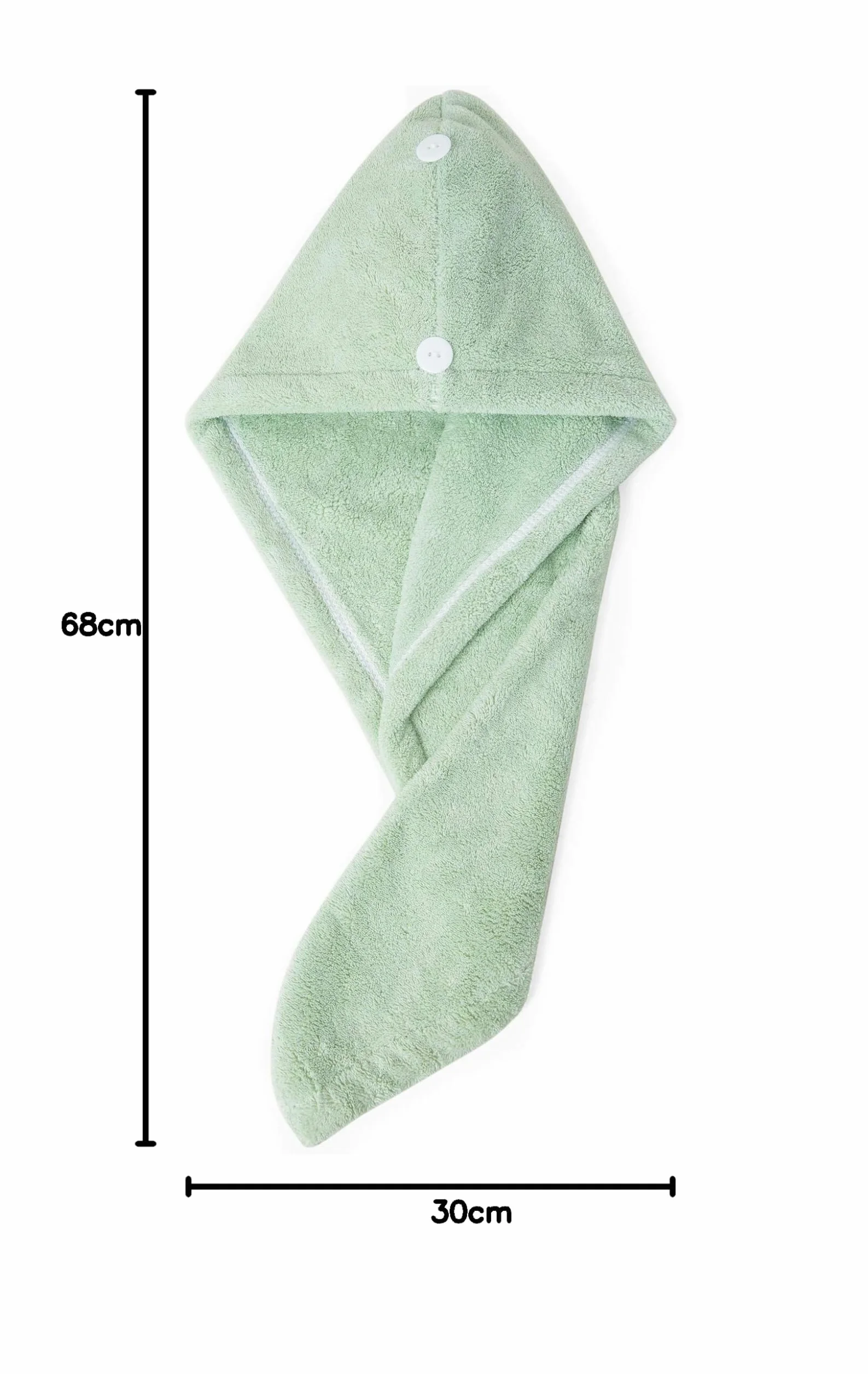 Turban Ręczniki do włosów, czepek z mikrofibry z kapturem, 25 × 70 cm Super chłonny kaptur do suchych włosów, szybkie suszenie do mokrych włosów, mięta