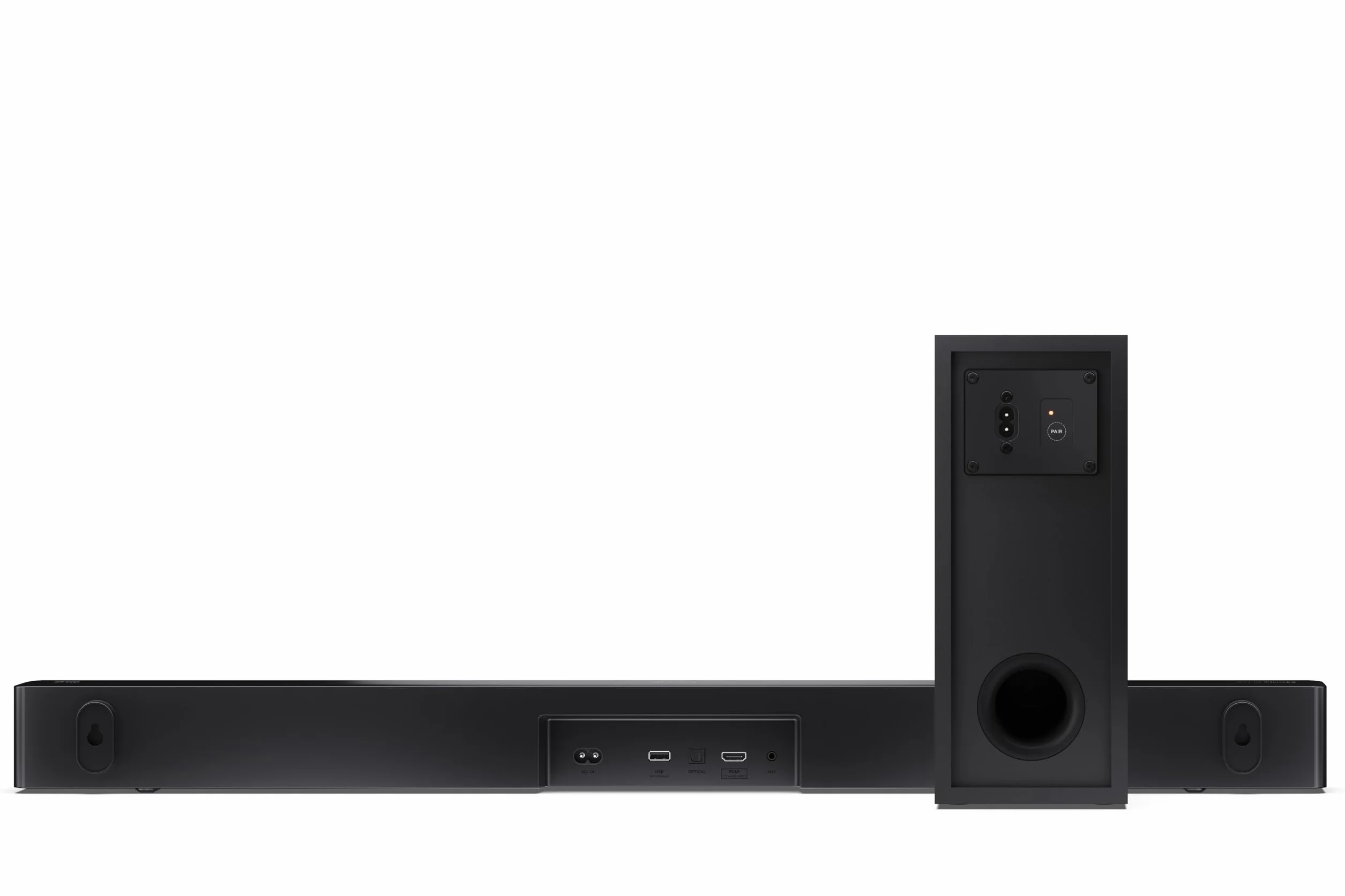 SHARP HT-SBW310 2.1-kanałowy ultracienki bezprzewodowy subwoofer, ROKU Ready, maks. moc 330 W – Dolby Atmos, DTS Virtual:X, HDMI eARC, Bluetooth 5.3, odtwarzanie przez USB, montaż na ścianie – czarny