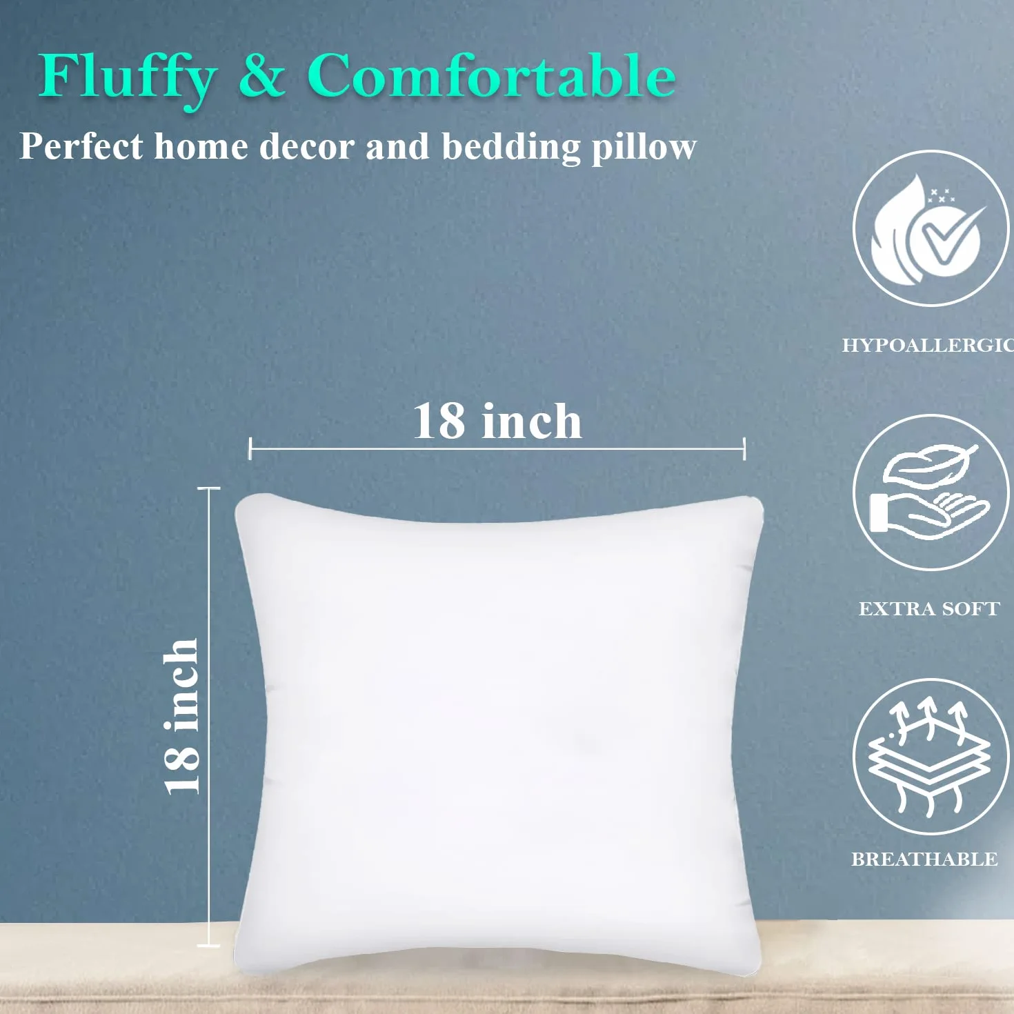 Wkłady do poduszek 50x50 cm Hipoalergiczne Hollowfibre Białe