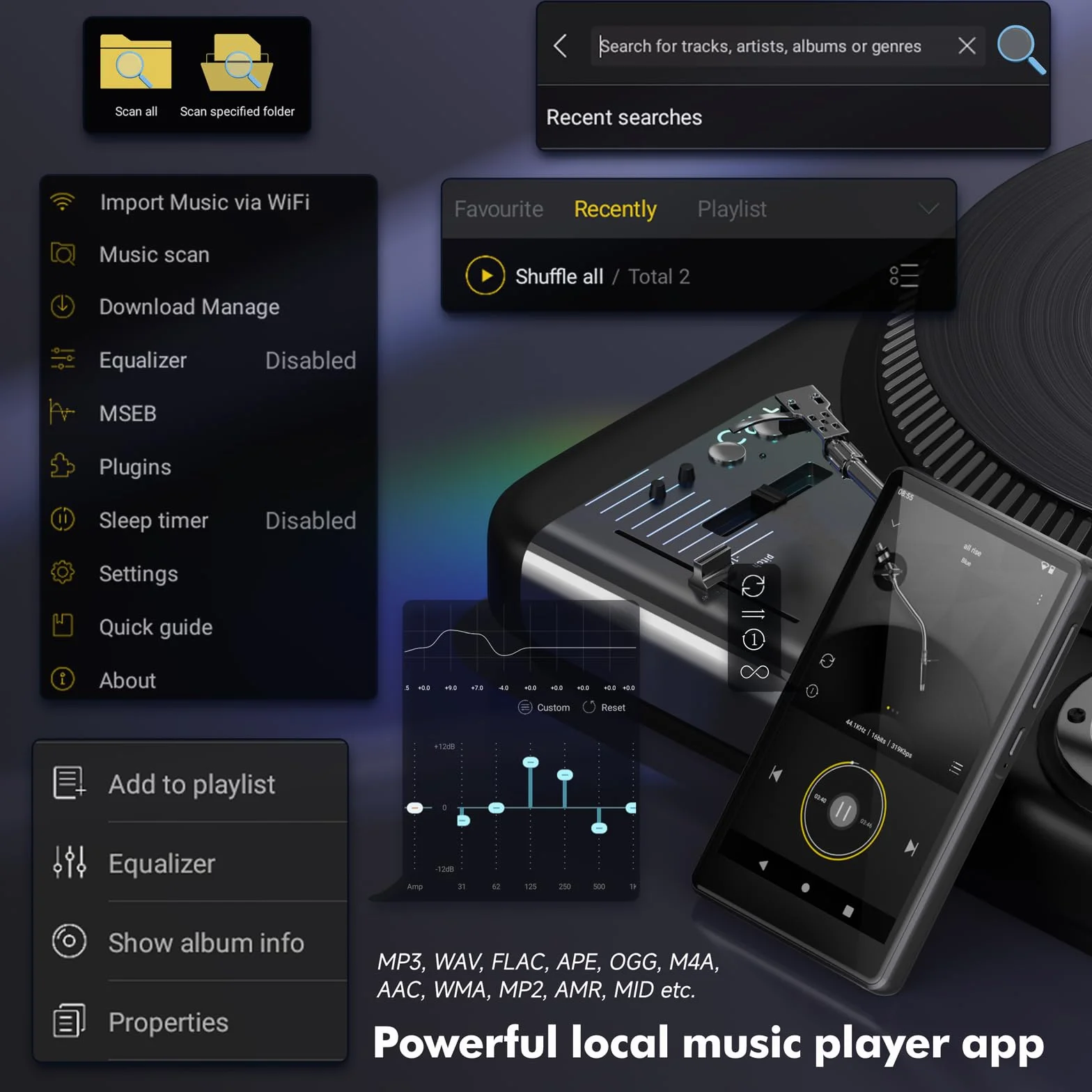 Spotify odtwarzacz MP3 z Bluetooth, ekran dotykowy 4,5 cala, odtwarzacz MP4, WiFi, 2000 mAh, przenośny odtwarzacz stereo HiFi, głośnik Amazon Music, odtwarzacz strumieniowy z systemem Android dla