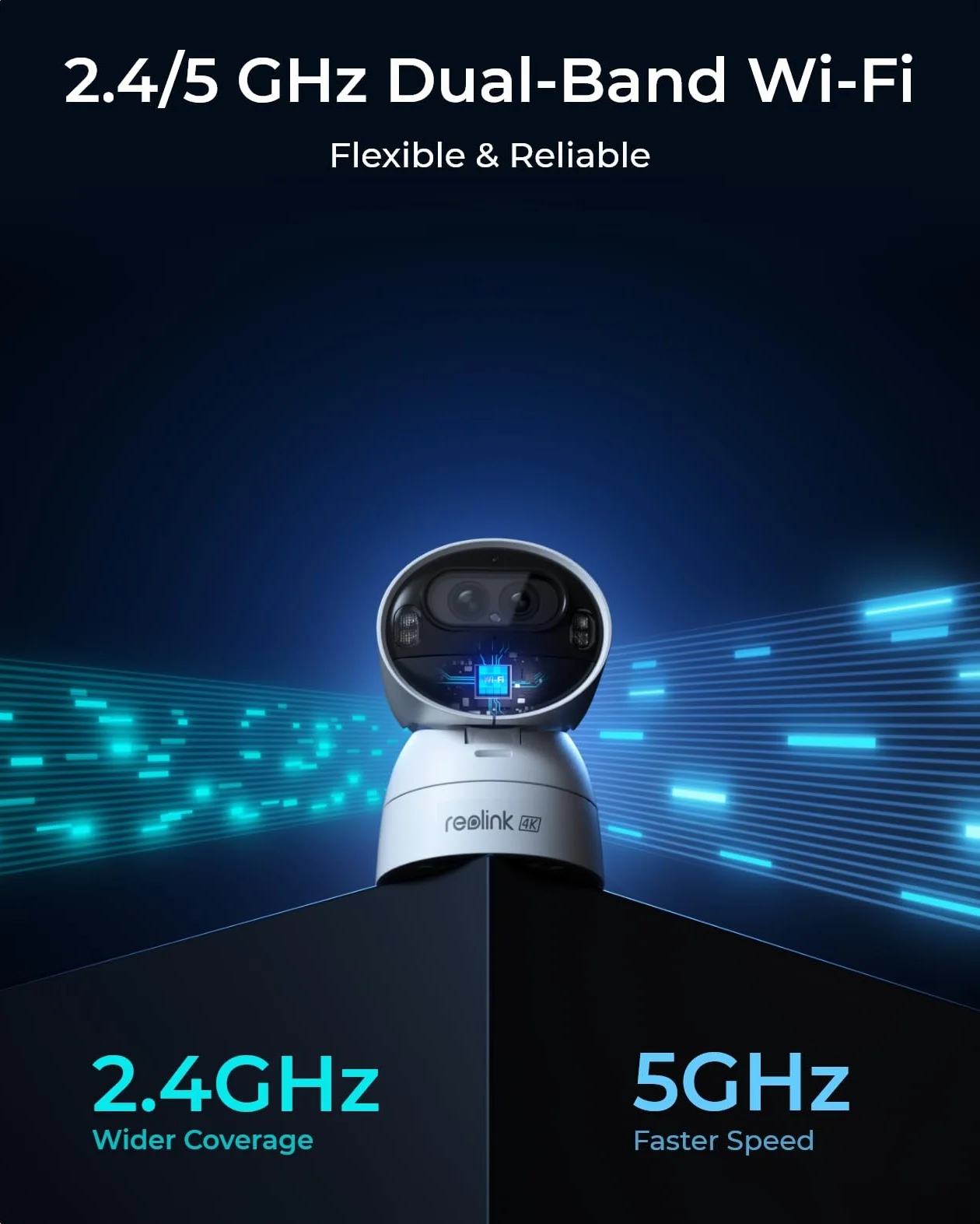 Reolink 4K Bezprzewodowa Kamera Zewnętrzna Wi-Fi 2,4/5 GHz, Zasilana Bateryjnie, Automatyczne śledzenie i Zoom, Podwójny Obiektyw, Kolorowy Noktowizor, Wykrywanie AI, Argus Track + Panel Słoneczn