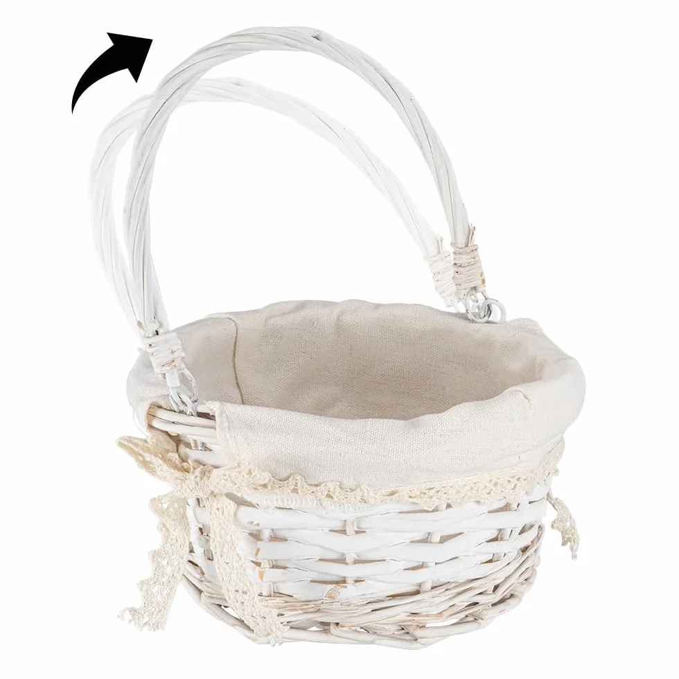 Kosze wiklinowe shabby chic drewniany kosz z tkaniną na kwiaty 3 rozmiary biały