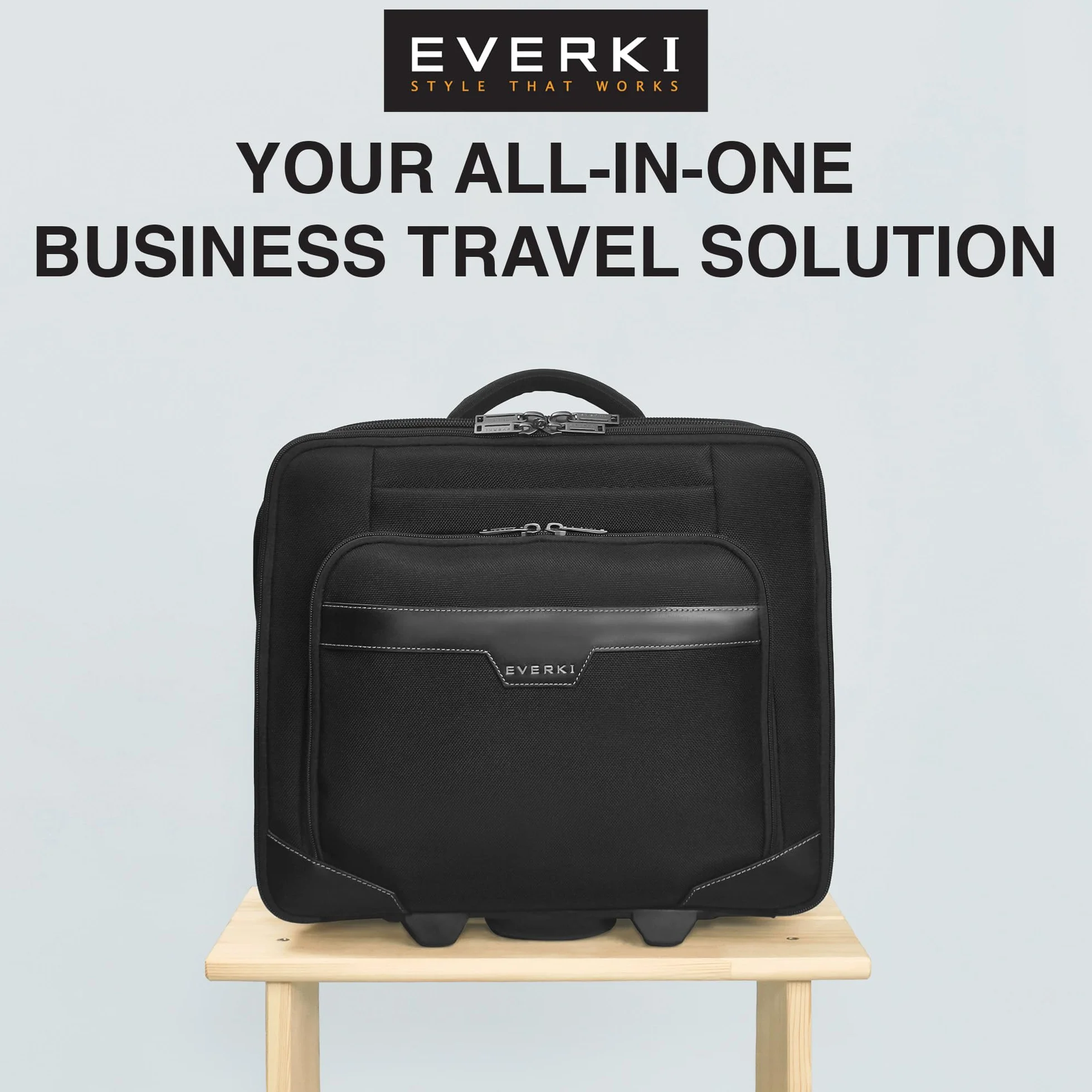 Everki 90981 Journey – wózek na laptopa – aktówka na kółkach 28 cm do 40.6 cm z możliwością dostosowania, Czarny, Geräte von 11 bis 16 Zoll, aktówka na laptopa