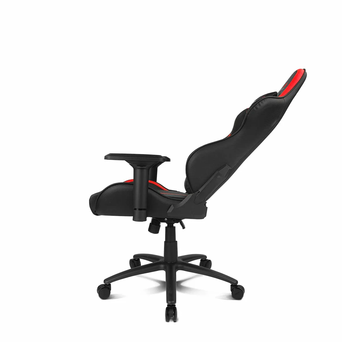 DRIFT Gaming Chair DR350 -DR350BR - Profesjonalny fotel do gier, imitacja skóry, podłokietniki 4D, ciche kółka, tłok klasy 4, pochylenie, poduszka lędźwiowa/szyjna, kolor czarny/czerwony