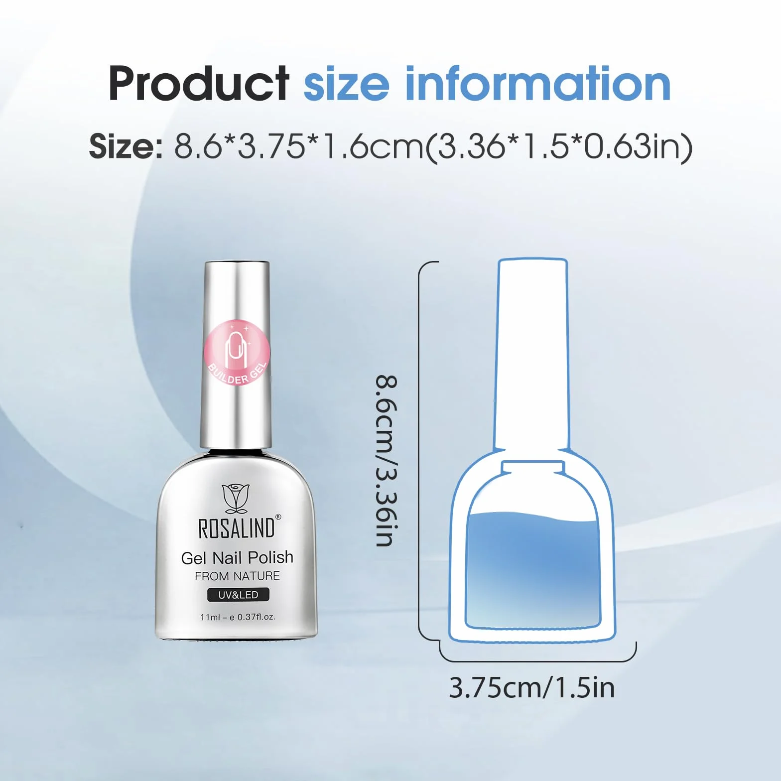 ROSALIND Żel budujący do paznokci żelowych, 11 ml Builder Nail Gel do lakierów UV do wzmocnienia paznokci, UV LED, żel budujący paznokcie Nail Art Manicure