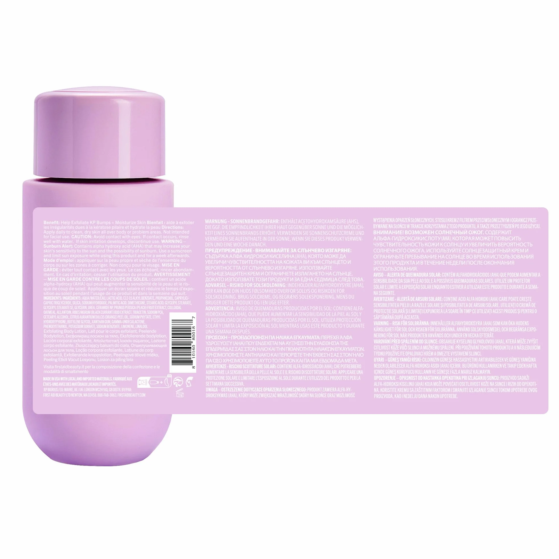 First Aid Beauty – Balsam do ciała KP z 10% AHA, kwasem mlekowym, mocznikiem i owsianką koloidalną, złuszcza, nawilża, usuwa grudki KP, nowy zapach brzoskwiniowy, 190 g