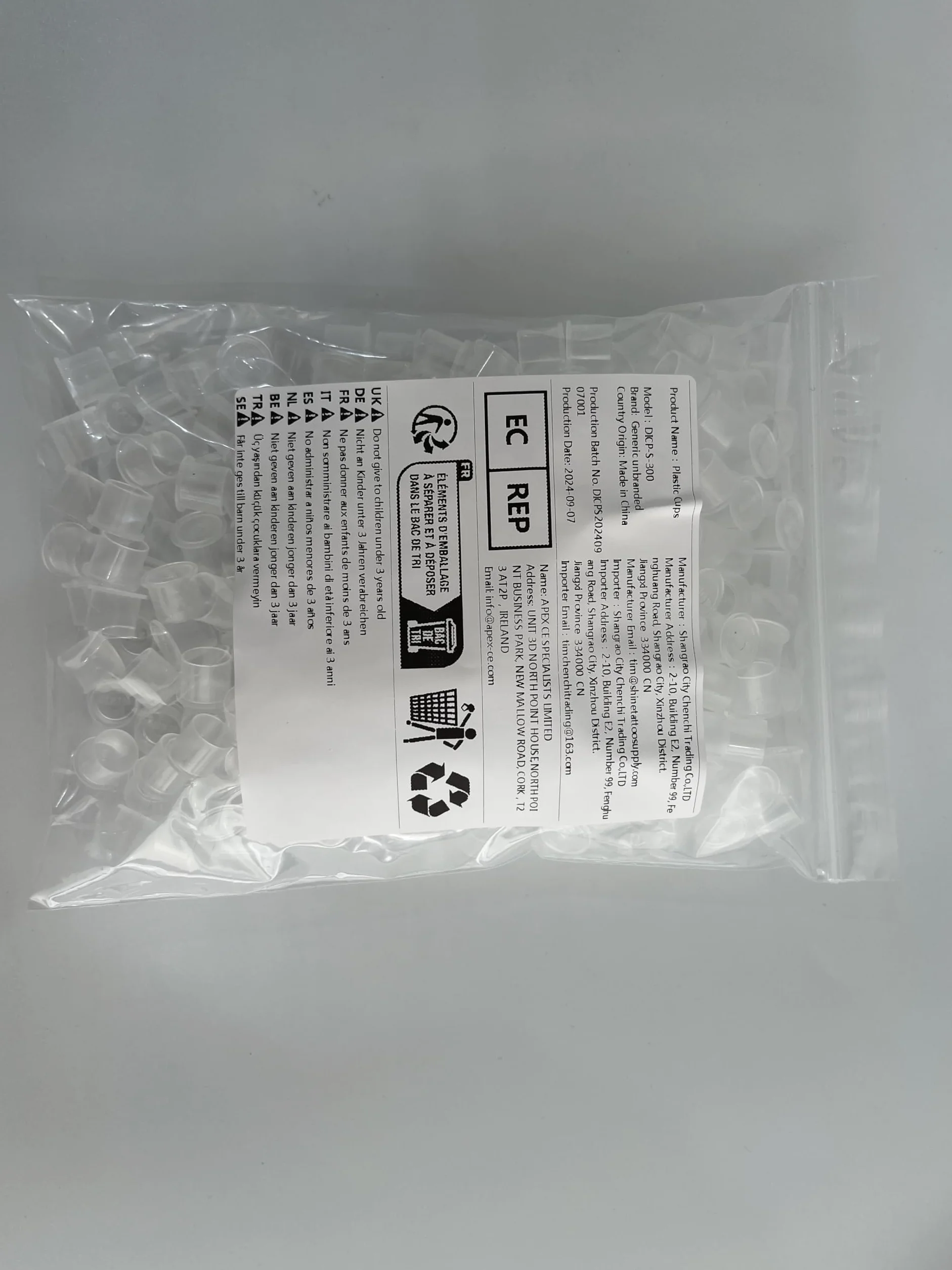 300 szt. Mały rozmiar Plastikowe kubki z tuszem Szerokie białe korki z tuszem Podstawa, 10x11mm S do tuszu do tatuażu, materiały do tatuażu.