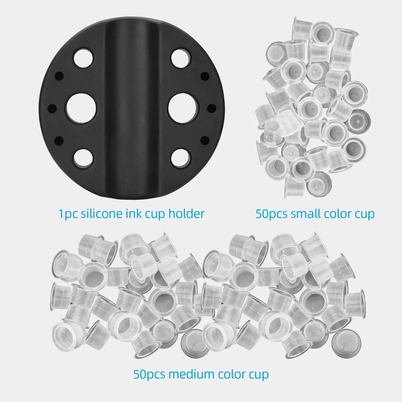 ATOMUS Black Tattoo Pen Stand Silicone Microblading Pigment Ink Cup Holder Makeup Tattoo Accessories Organiser Tattoo Tool Holder with 50pcs S M Pigment Cups