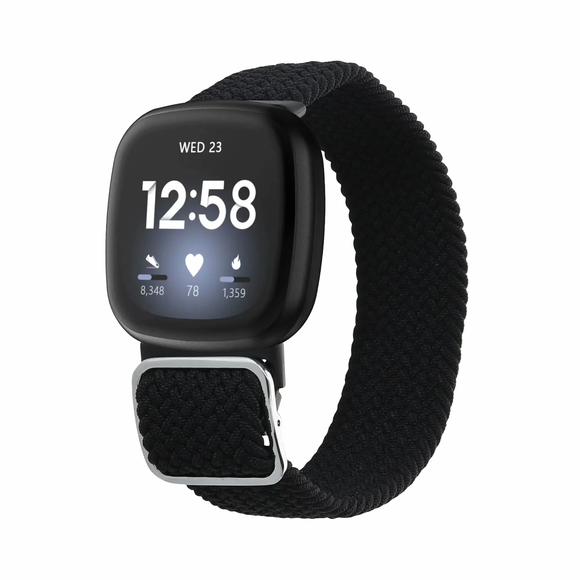 kwmobile Bransoletka kompatybilna z Fitbit Versa 3 / Sense – nylonowa bransoletka sportowa w kolorze czarnym – wymiary wewnętrzne