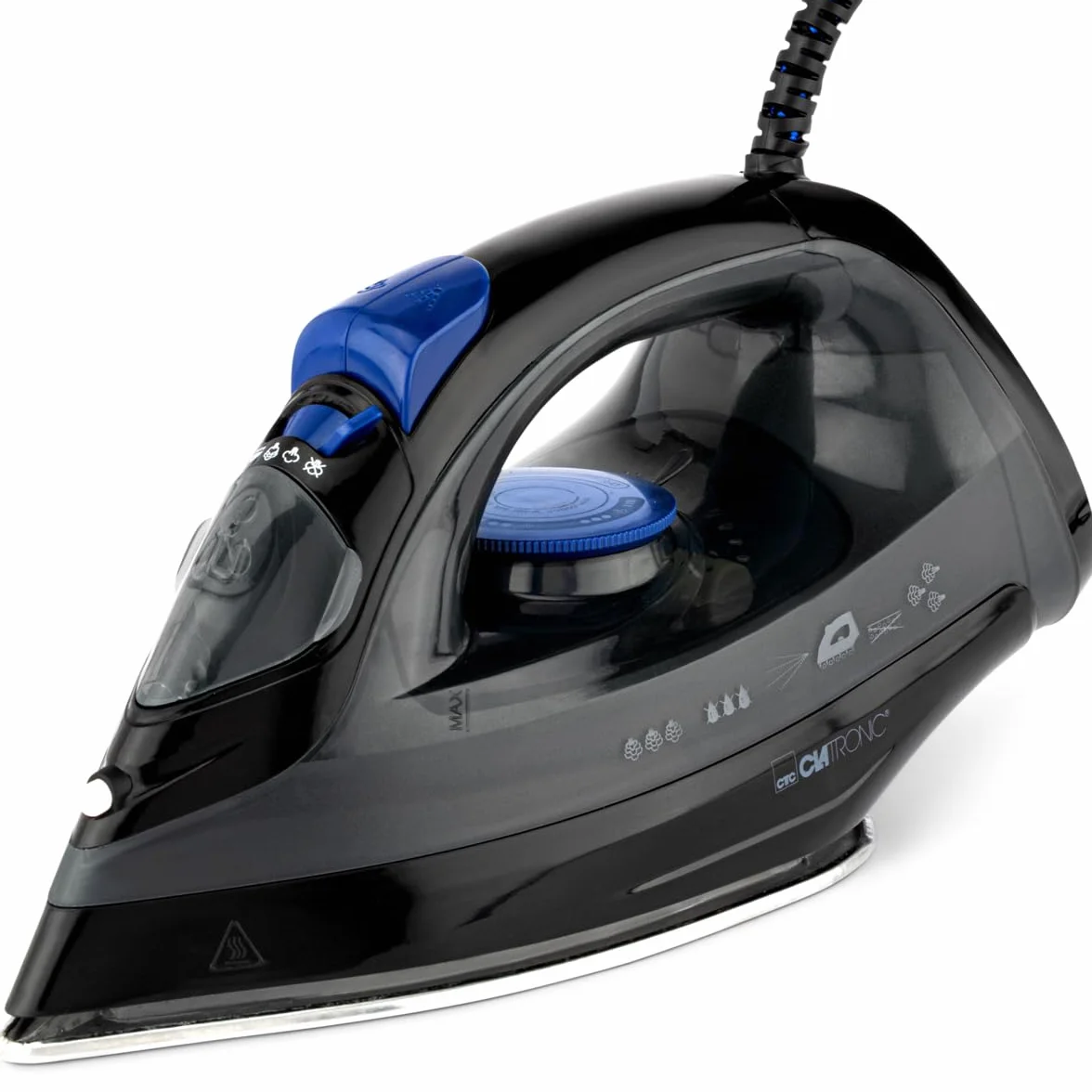 Clatronic DB 3703 263855 Żelazko Parowe, 1800 W, Czarno/Niebieski