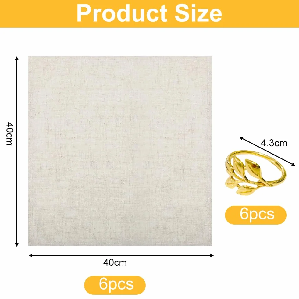 Serwetki lniane 40x40cm zestaw 12 sztuk bawełniane kółki na serwetki Boże Narodzenie