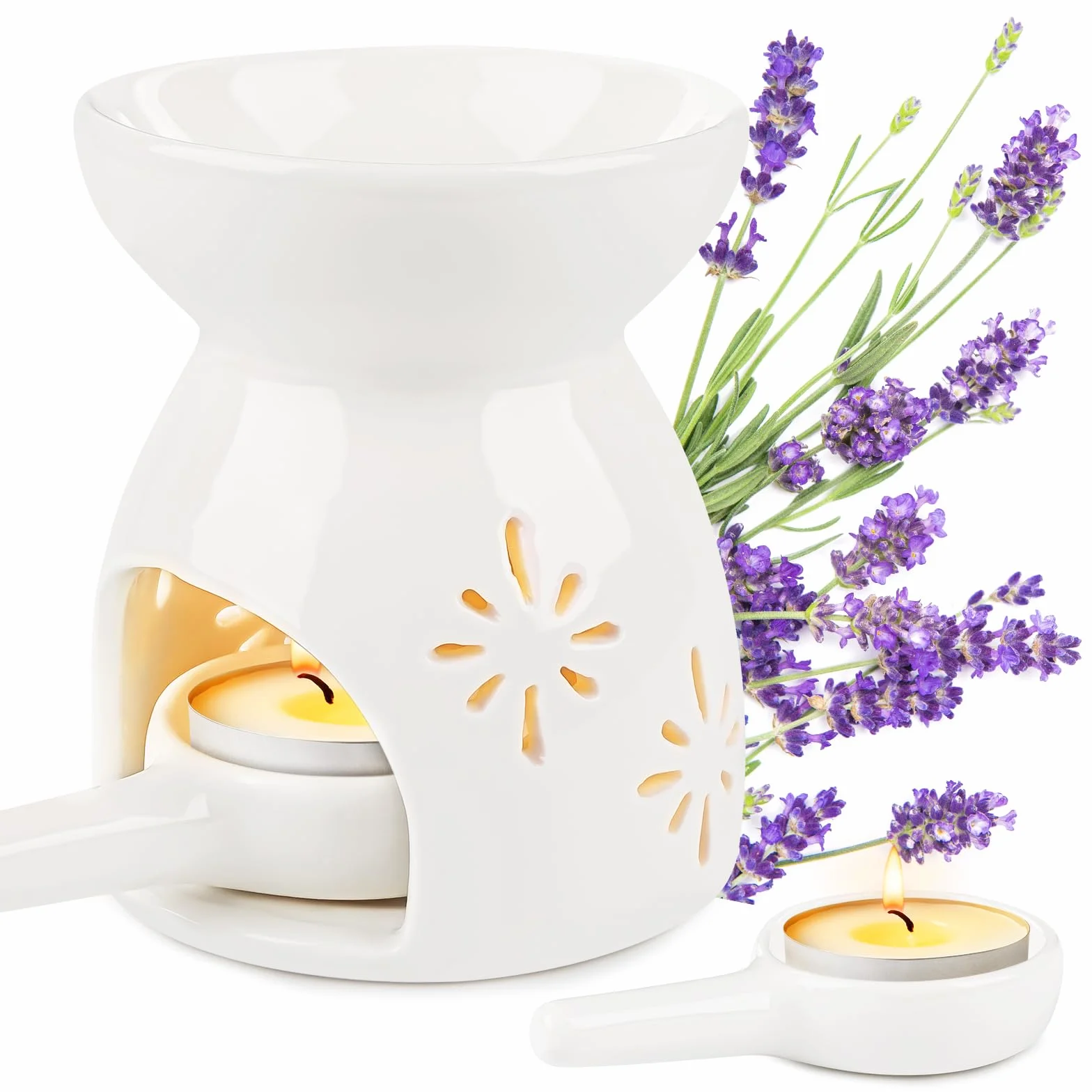 Ceramiczna lampa zapachowa z uchwytem na podgrzewacze – palnik aromatyczny do olejków i wosku