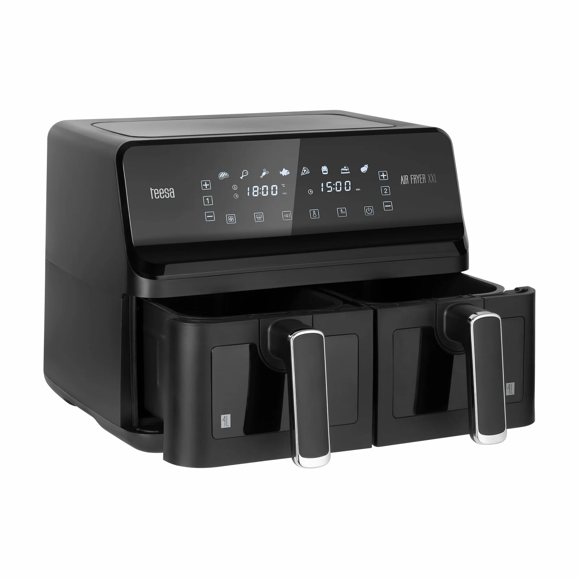 Teesa Frytkownica Beztłuszczowa XXL 2700W Dwukomorowa 2x4L AIR FRYER DUAL POT Wyświetlacz LCD 7 Programów