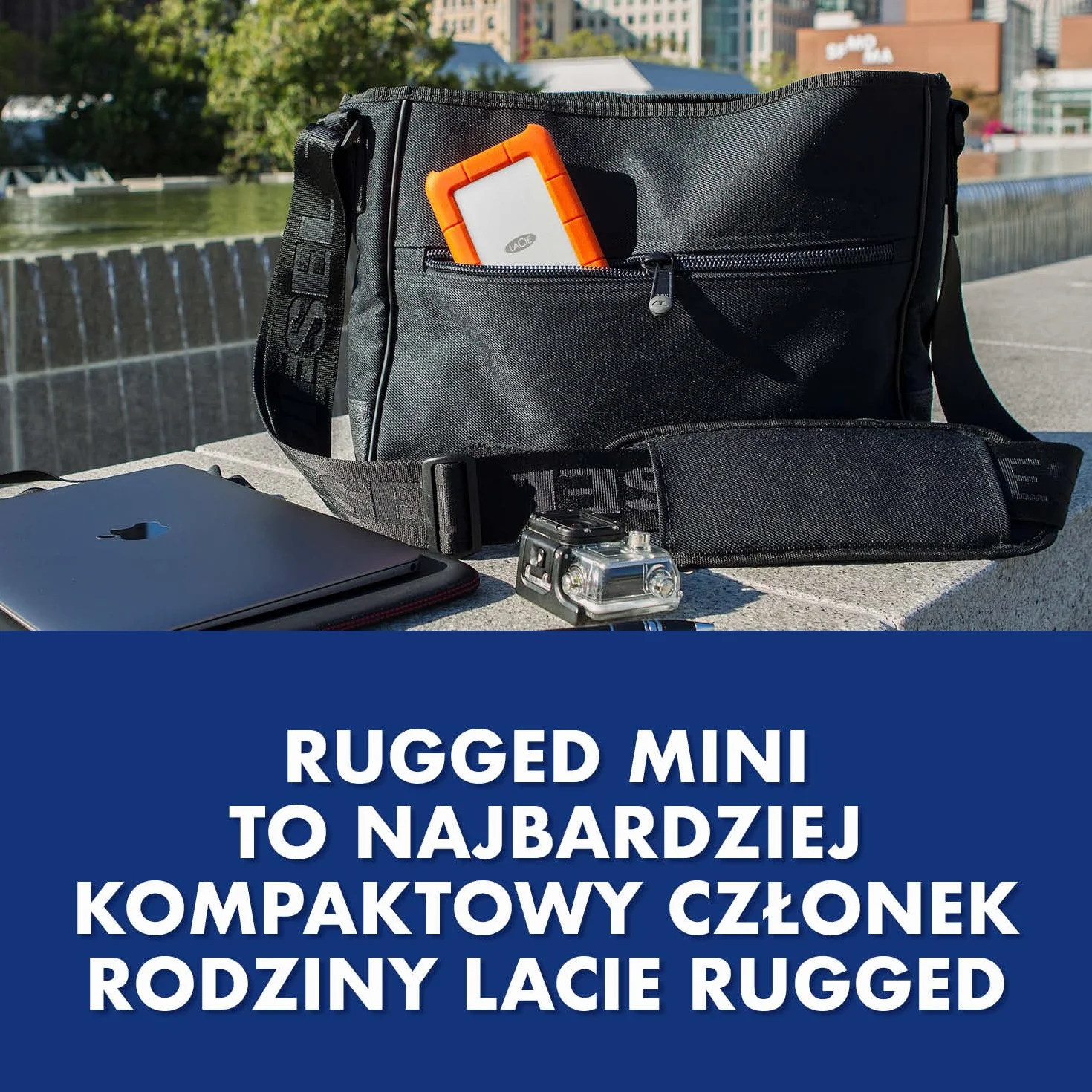 LaCie Rugged Mini 1TB, Zewnętrzny dysk twardy przenośny, 2.5", PC Mac iPad & iPhone, Data Rescue Service (LAC301558)