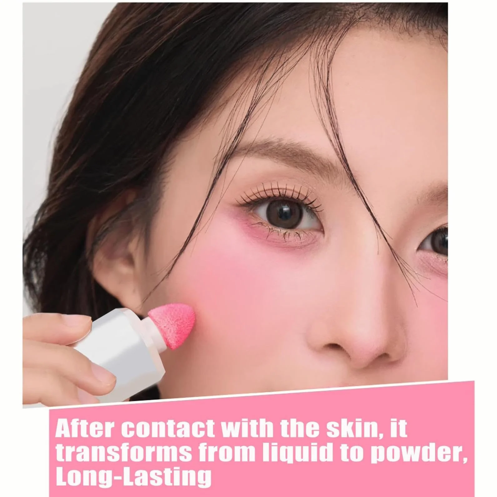 Liquid Blush, płynny róż z gąbczastą, Jelly Color Liquid Blush, długo utrzymujący się płynny róż do koloru o wysokiej pigmentacji, wykończenie chrztu (pudding sakura)