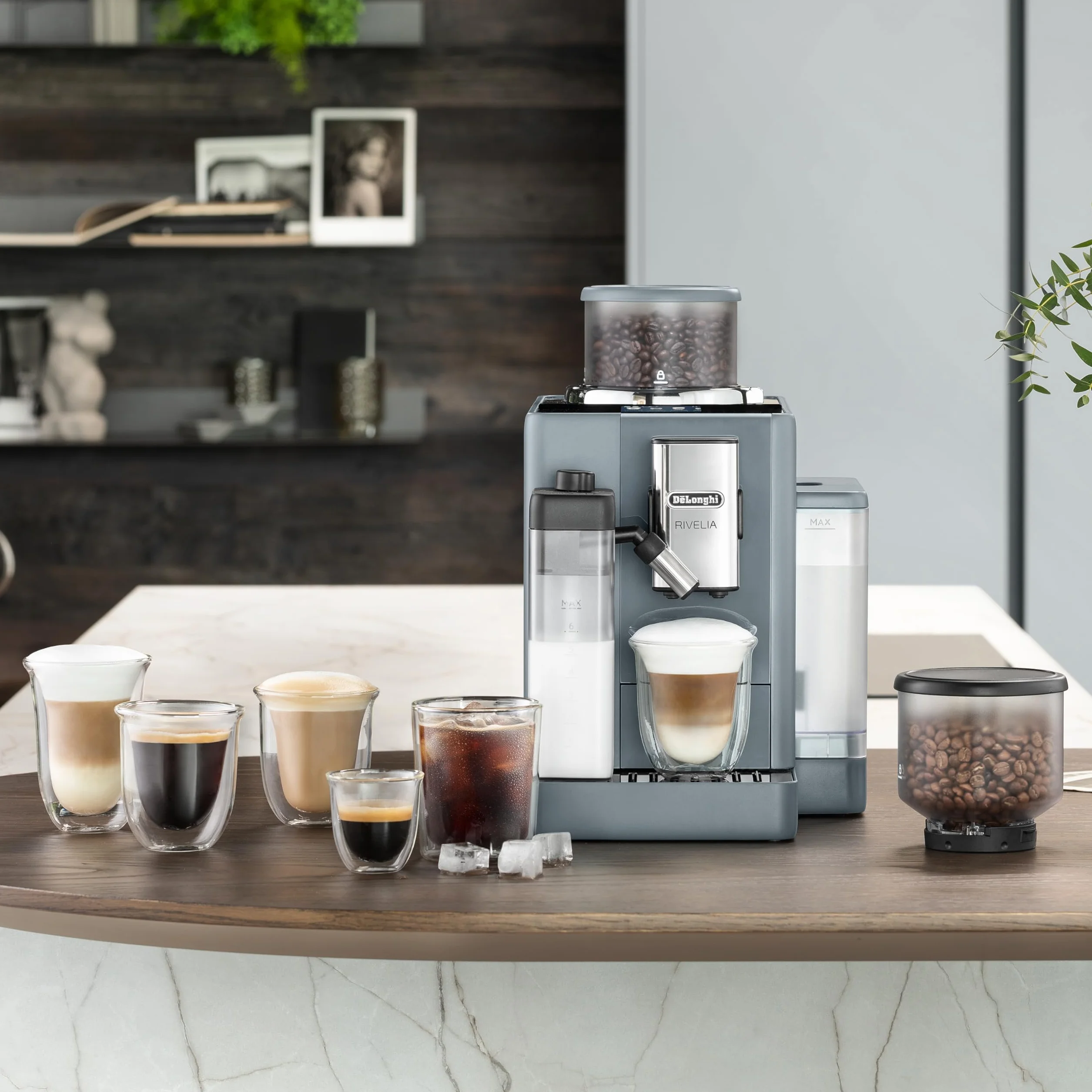 De'Longhi Rivelia EXAM440.55.G superautomatyczny ekspres do kawy z LatteCrema Hot, automatyczny spieniacz do mleka, 16 przepisów, szary