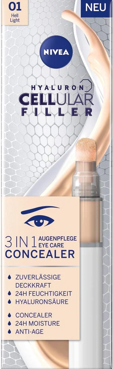 NIVEA HYALURON CELLULAR Filler Krem korygujący cienie pod oczami 3w1 z kwasem hialuronowym, odcień jasny, 4 ml