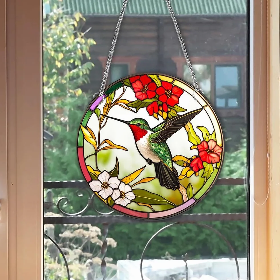 Witraż Suncatcher Ptak Akryl z Haczykiem Prezent Urodzinowy