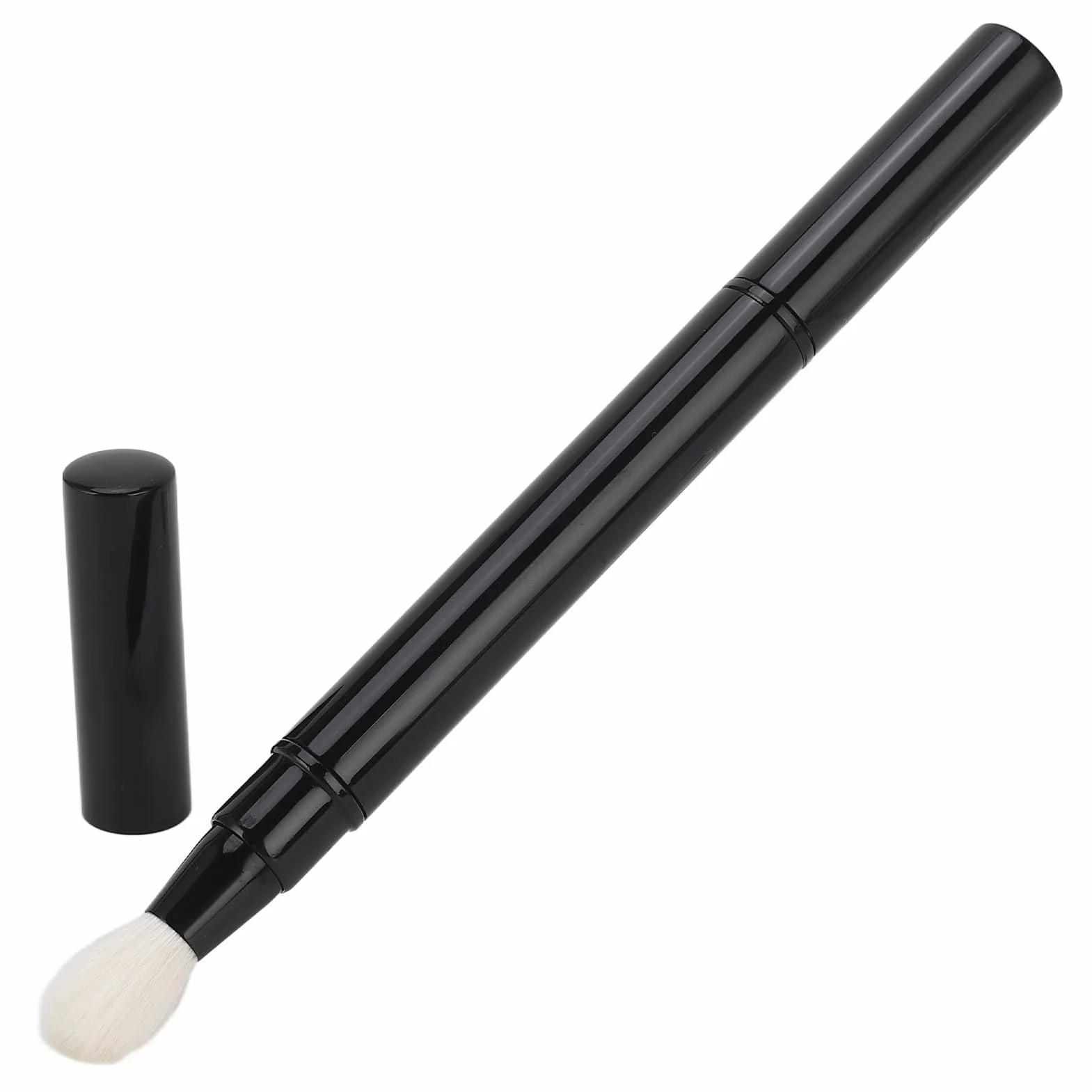Yosoo Health Gear Chowany pędzel do cieni do powiek z podwójną końcówką do podróży, miękkie włosie wełniane, czarny, pędzel kosmetyczny, zestawy pędzli, do cieni do powiek