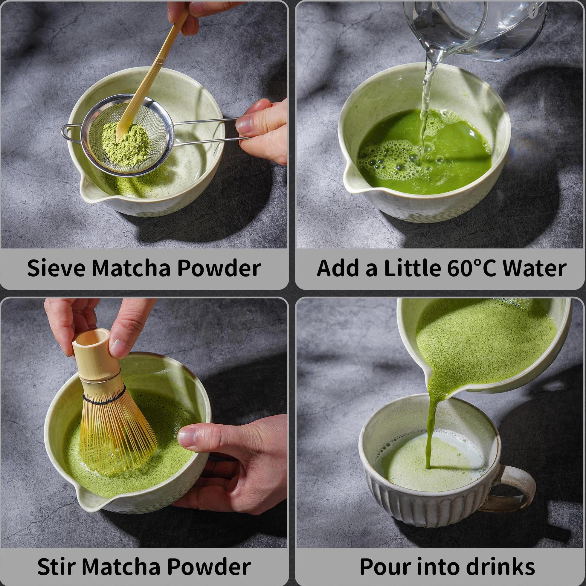 Zestaw do Herbaty Matcha 7 Elementów z Trzepaczką i Uchwytem