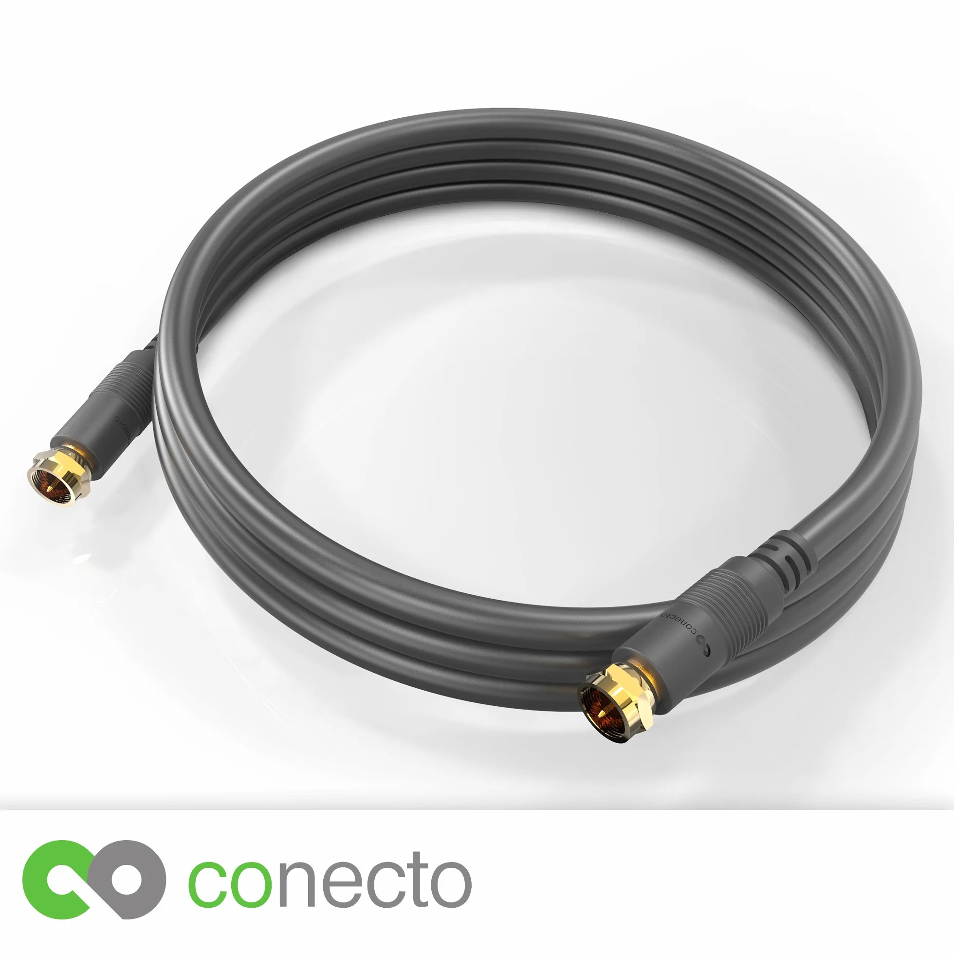conecto HQ SAT, kabel antenowy, kabel połączeniowy - do DVB-S/S2-4K UHD 1080p Full HD HDTV 3D - (kabel koncentryczny, wtyczka F - wtyczka F, podwójne ekranowanie, pozłacane wtyczki), czarny, 0,5 m