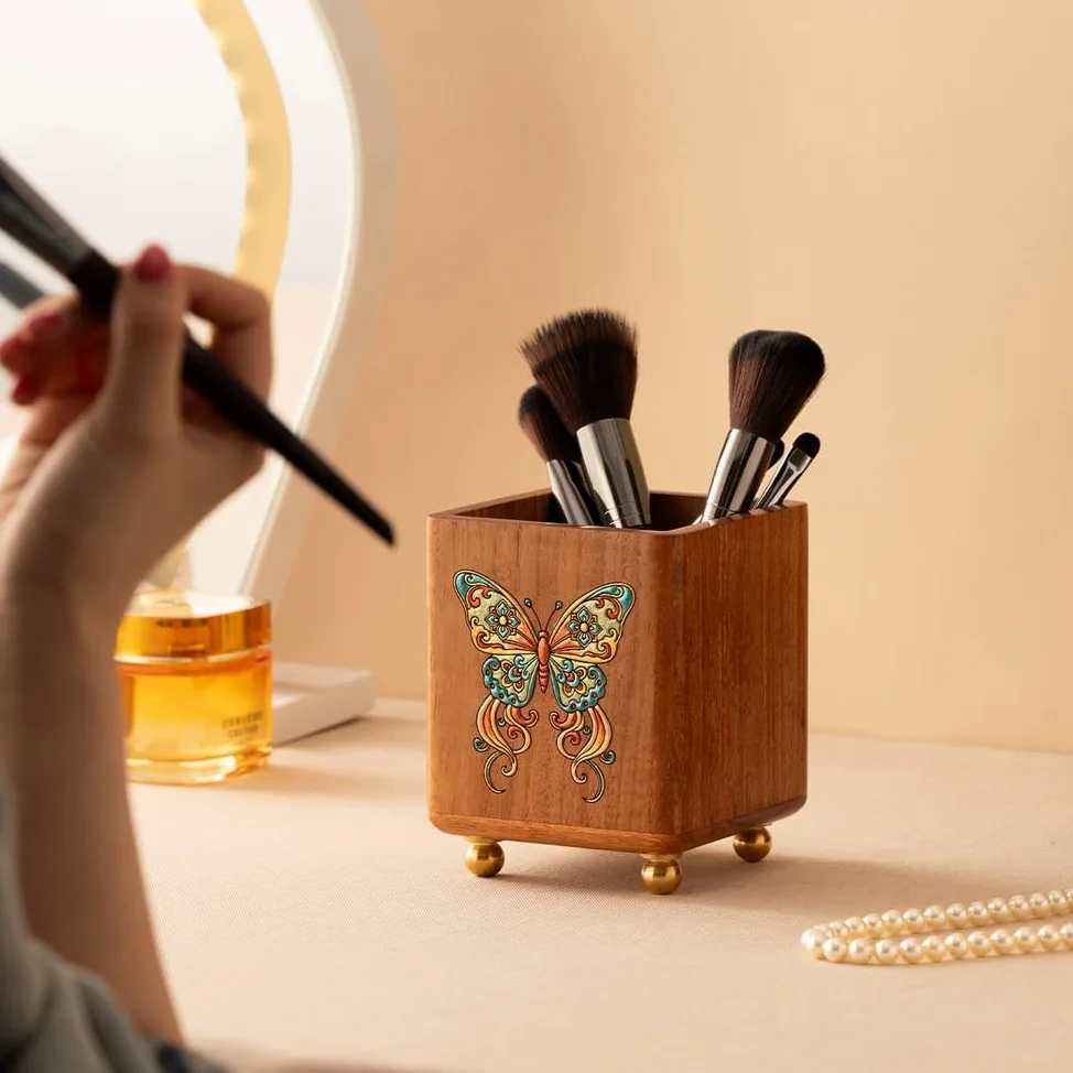 Organizer na pędzle do makijażu, uchwyty na szczoteczki do zębów, pojemnik na ołówki na biurko, wielofunkcyjny kubek na pędzle do makijażu w stylu vintage