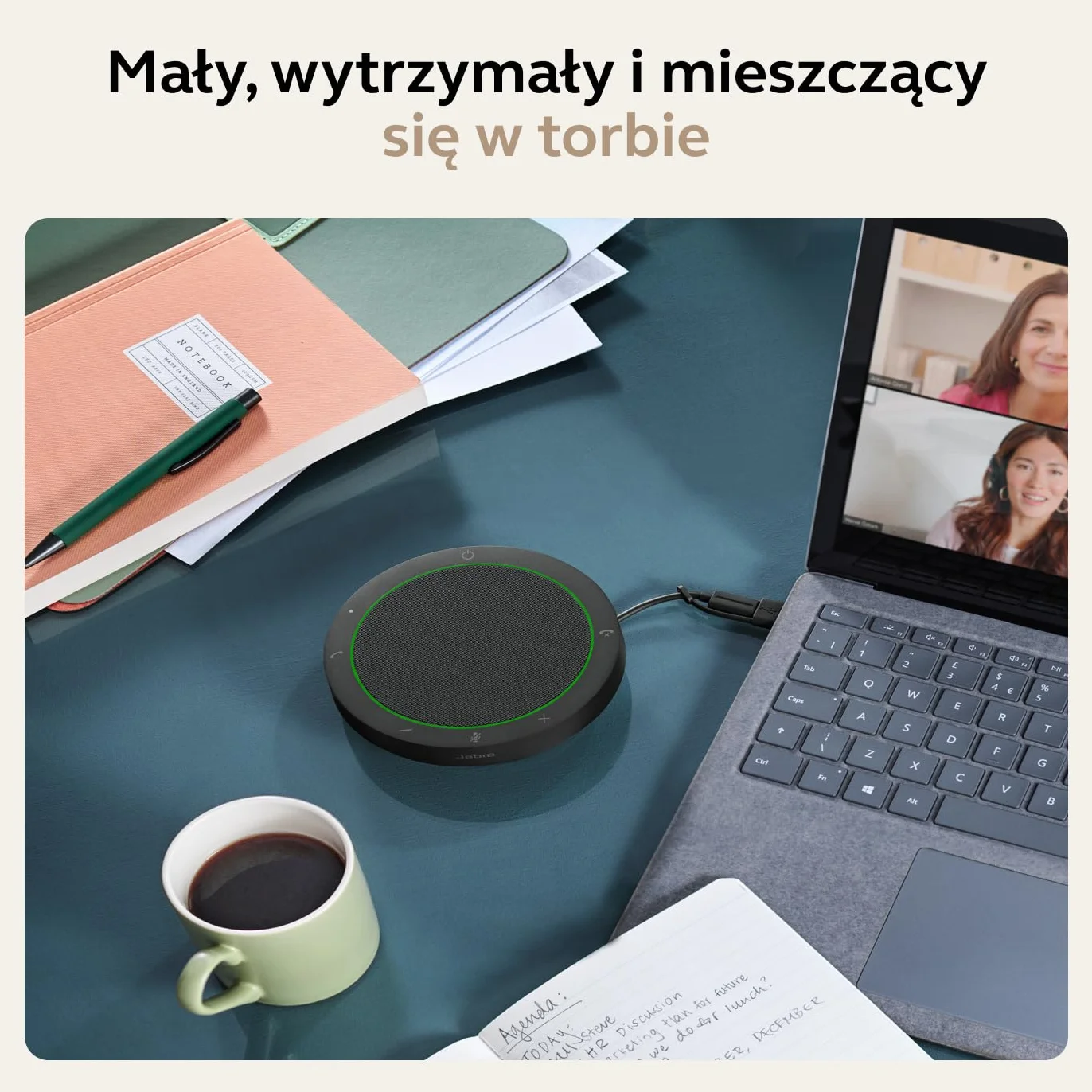 Jabra Speak2 40 przenośny zestaw głośnomówiący, 4 mikrofony, redukcja szumów, pełnozakresowy głośnik 50 mm, dźwięk szerokopasmowy, złącza USB A i USB C - MS Teams i inne platformy - ciemnoszary