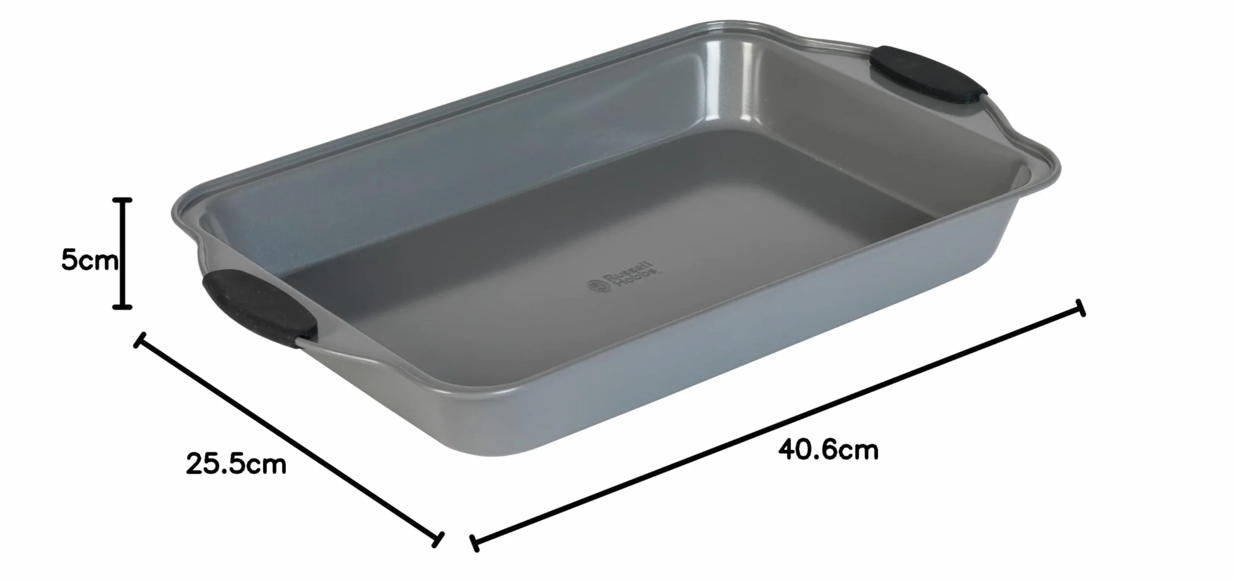 Russell Hobbs Pearlised Deep Roaster 40cm Non-Stick Carbon Steel Silicone Handles Matte Grey