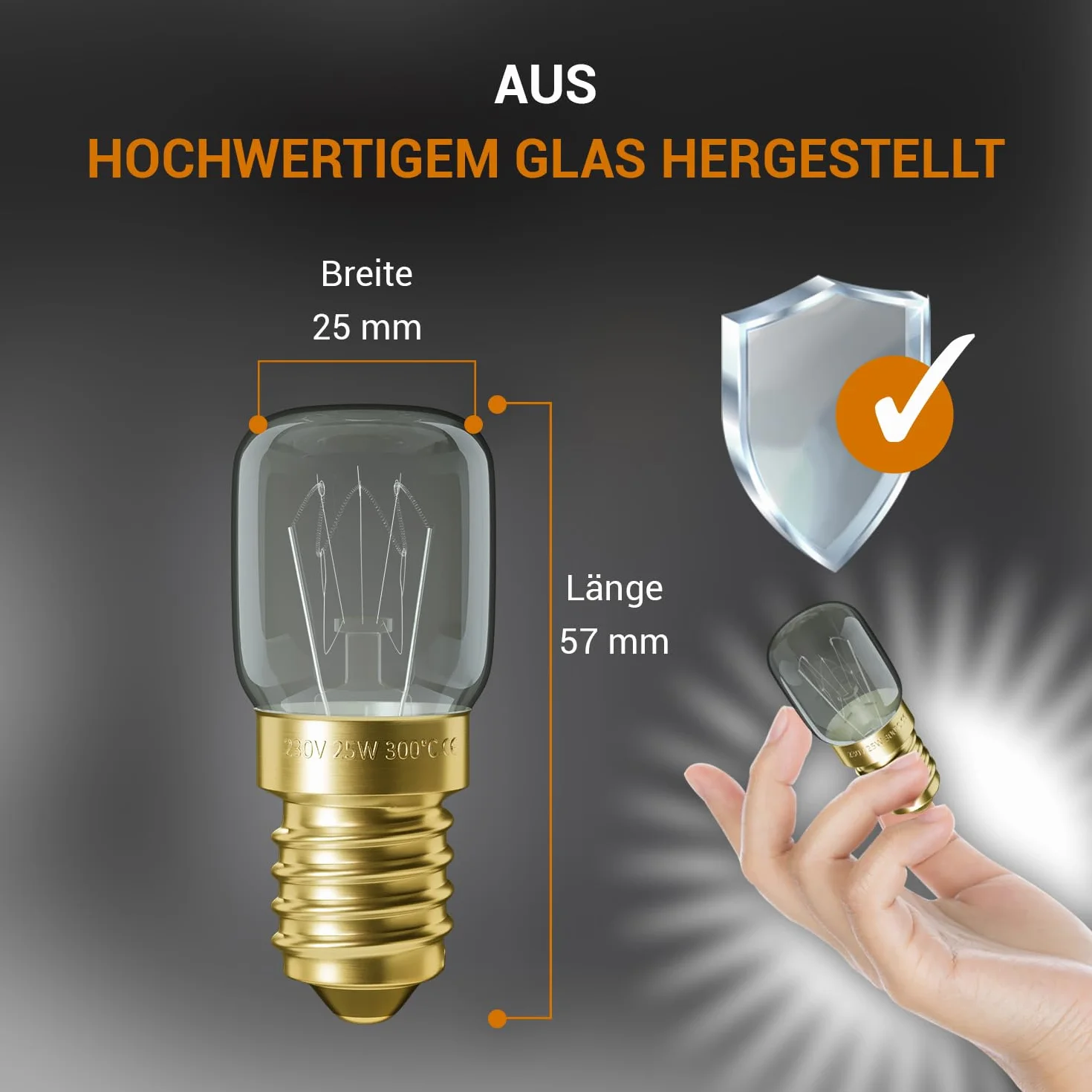 VIOKS Lampa do piekarnika E14 25W 230V 300°C 25mm Ø57mm do AEG Bauknecht ZANUSSI