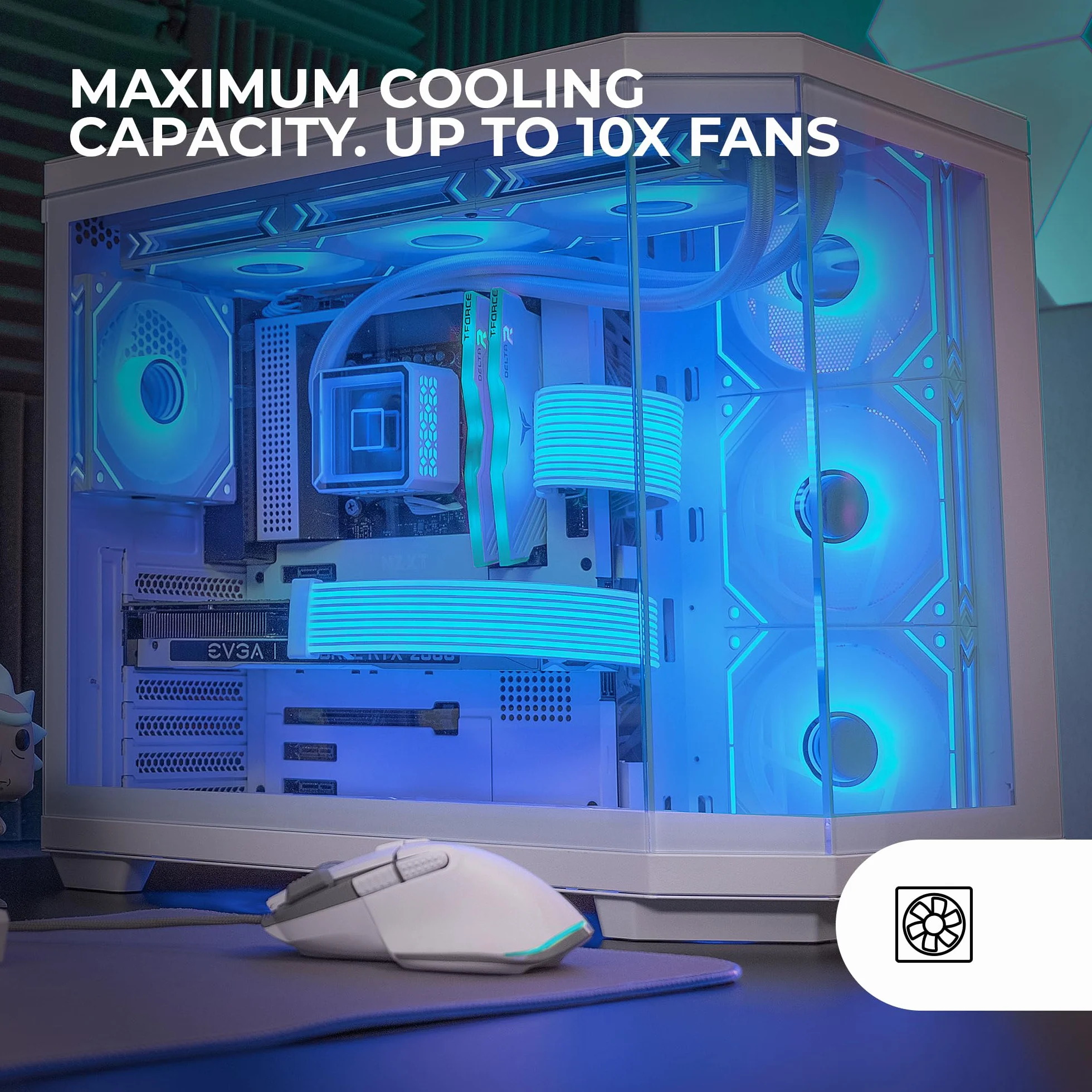 Mars Gaming MC-3TCORE, Obudowa Gaming Custom ATX, Zdejmowane Potrójne Okno ze Szkła Hartowanego, Podwójna Kamera, Kompatybilna z Odwróconym Złączem Backplane Semitower, Chłodzenie Cieczą, Biały