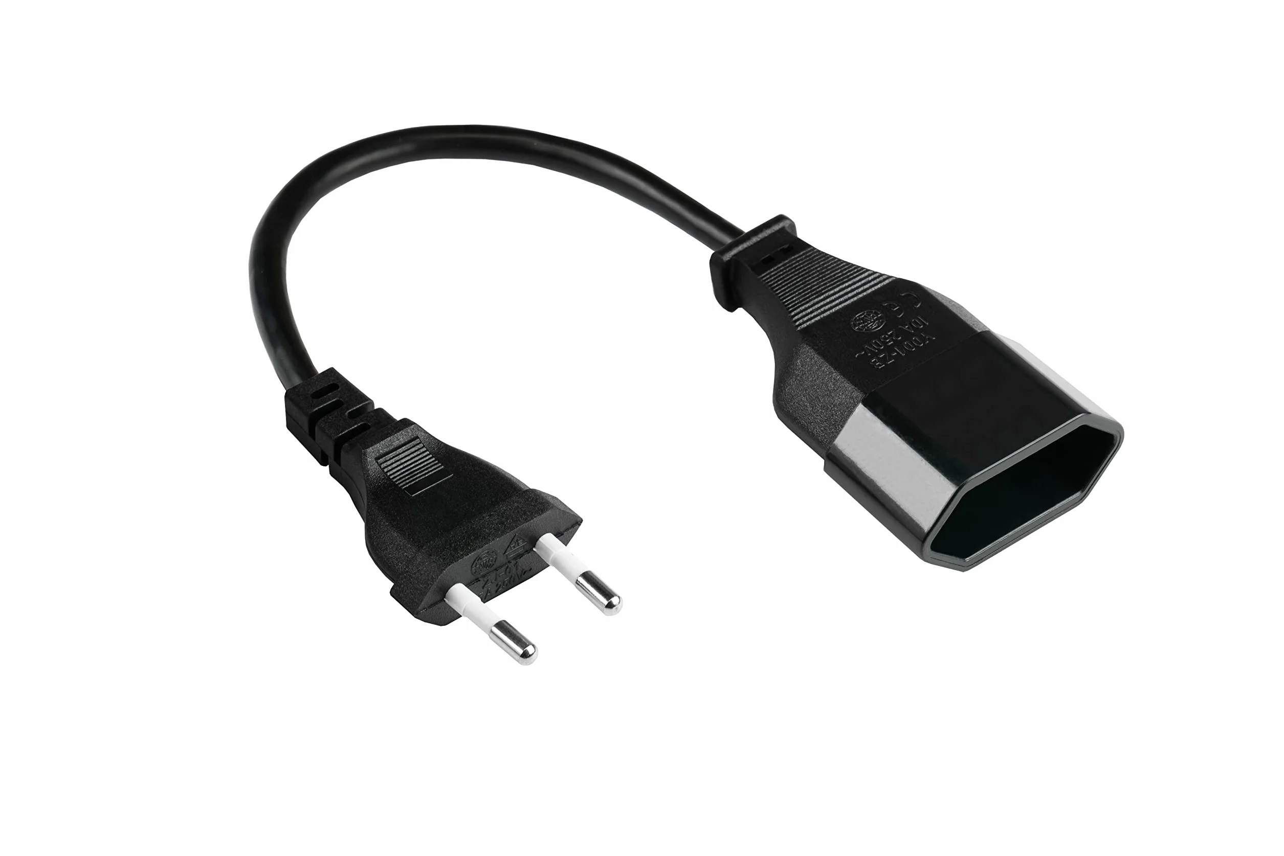 Good Connections Przedłużacz euro - 20 cm - wtyczka euro typu C (prosta) do gniazda euro (prosta) - przewód miedziany CU - przekrój żył: 0,75 mm² - przedłużenie kabla zasilającego - czarny