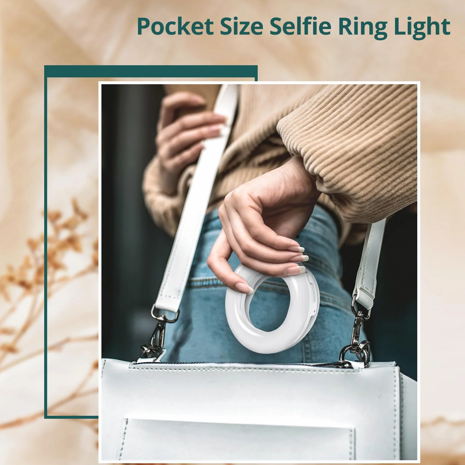 ATUMTEK Selfie Ring Light do Telefonu z 3 Temperaturami światła, Przenośna ładowalna Lampa Pierścieniowa z Klipsem z 48 Diodami LED do Komórkowego, Laptopa, Zoom, Makijażu, Połączeń Wideo, Selfie