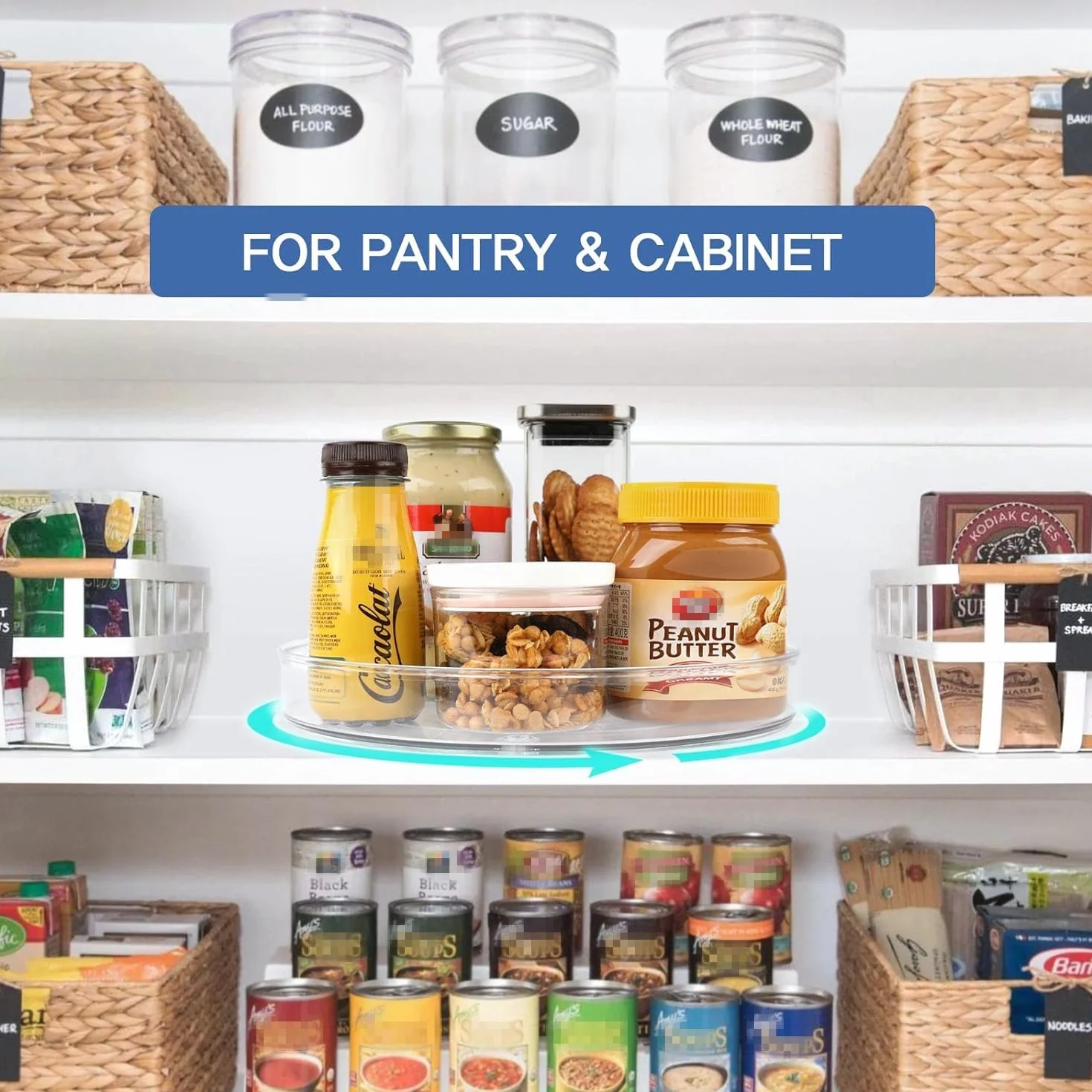Obrotowy organizer do lodówki Drehteller Lazy Susan 23,5cm 360° okrągły uchwyt na przyprawy przezroczysty