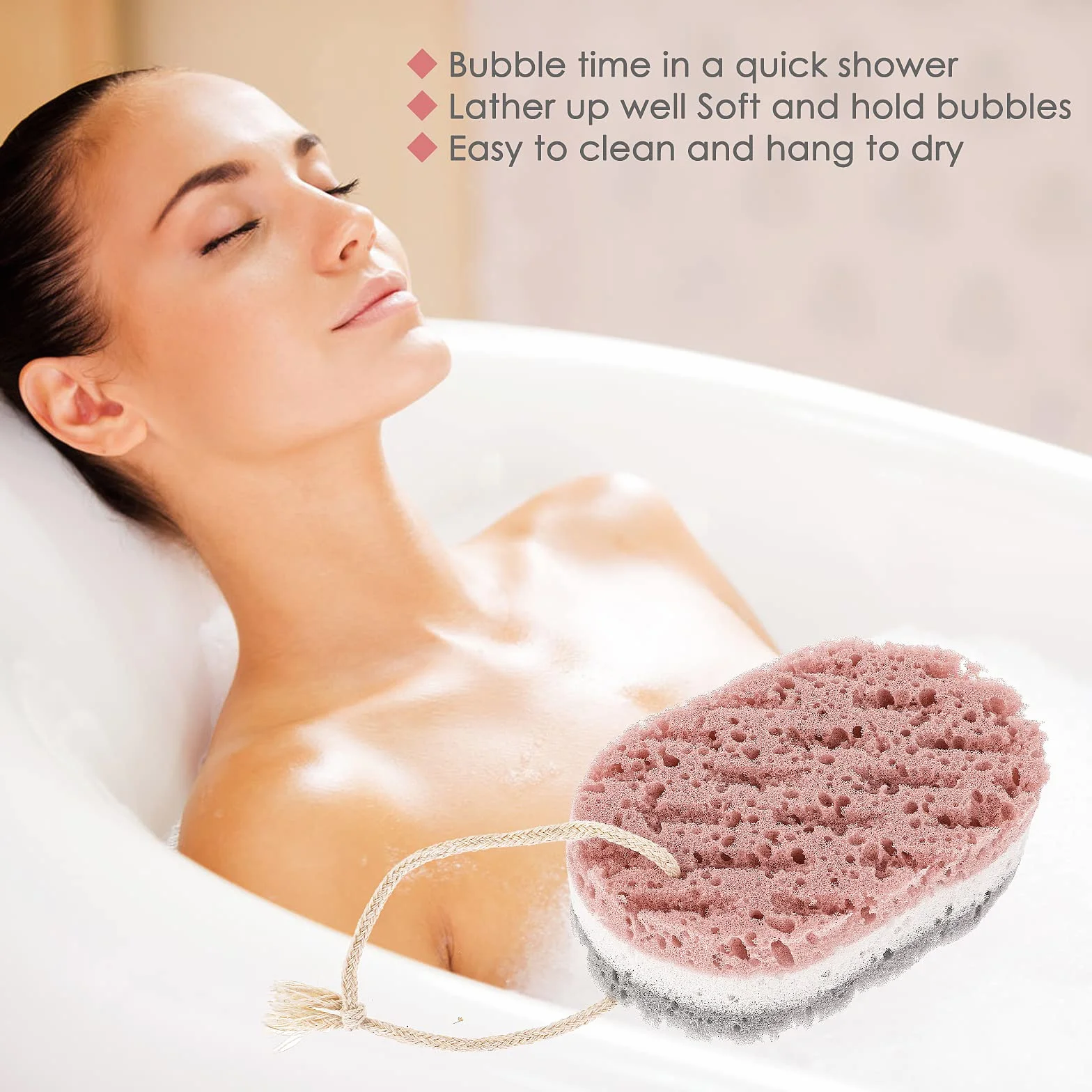 WLLHYF 3 szt. Gąbka do kąpieli dla kobiet gąbka Loofah Peeling do ciała głęboko złuszczająca gąbka prysznicowa do ciała duży rozmiar gąbka do kąpieli akcesoria do kąpieli