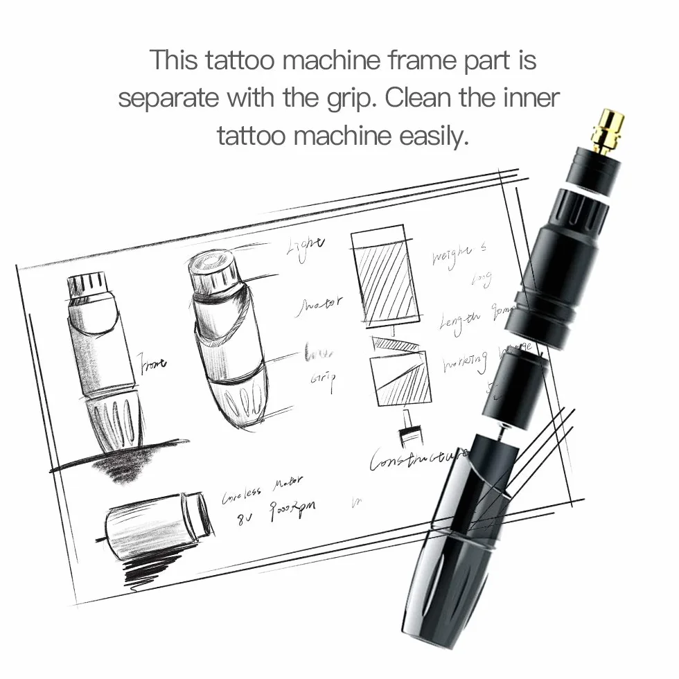 Mast P10 Rotary Tattoo Pen Machine Microblading Pen Style Tattoo Machine for Eyebrows, Lips, Eyeliner Tattoo, black