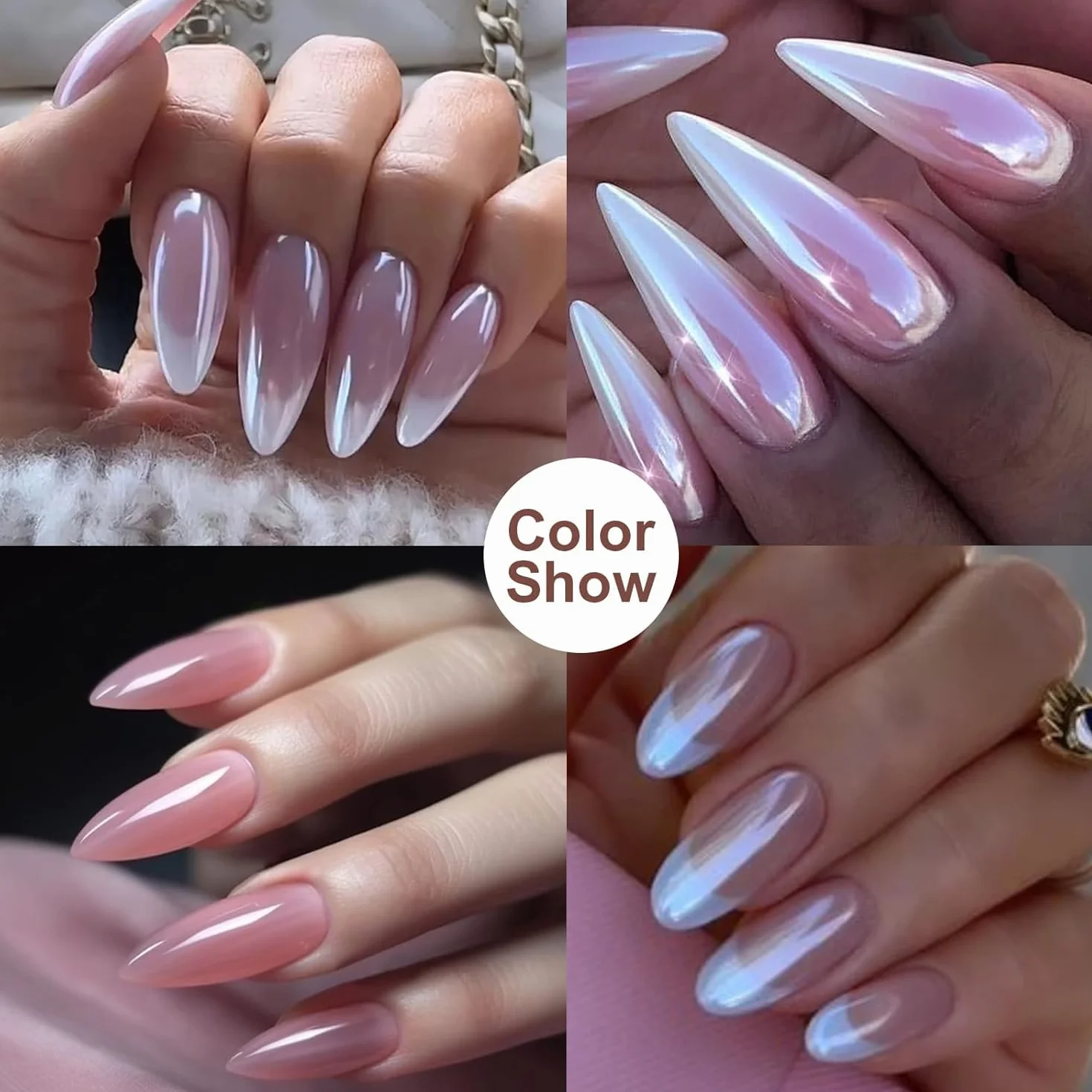 Proszek do paznokci z białą perłą, chrom, przezroczysty, Aurora Ice Shimmer, chromowany pigment do paznokci, do salonu "zrób to sam"