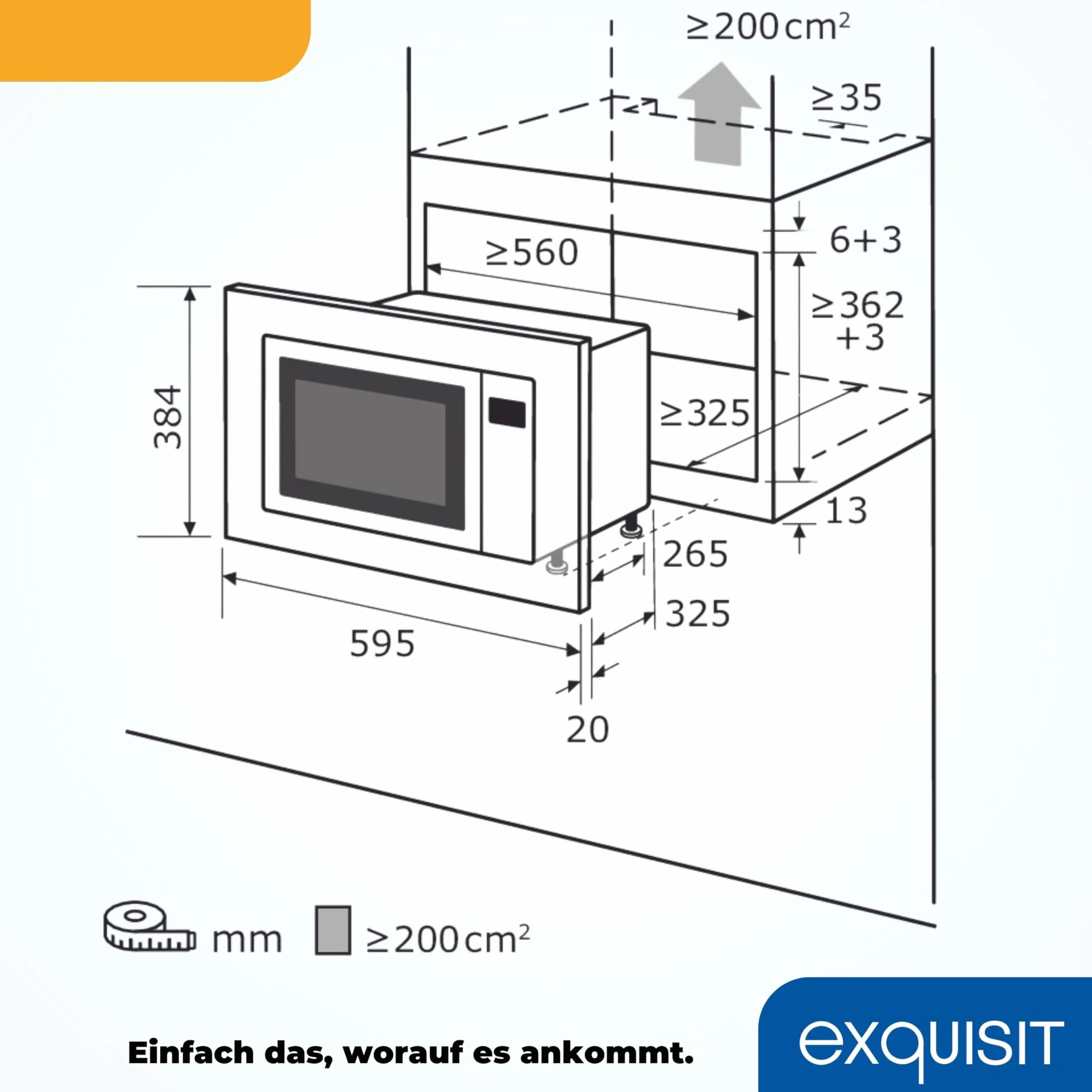 Exquisit Kuchenka mikrofalowa do zabudowy 20 l 800 W z grillem 1000 W czarna stal nierdzewna 8 programów