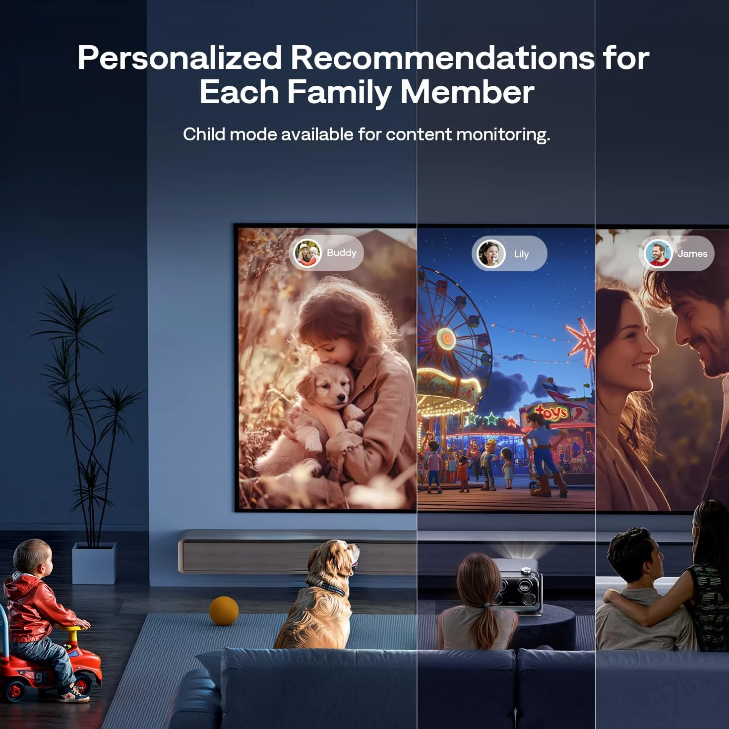 Aurzen Boom Mini 4 w 1 inteligentny projektor z Google TV, kino domowe i projektor zewnętrzny z obsługą 4K, dźwięk Dolby 20 W, projektor 500 ANSI, autofokus ToF i korekcja trapezu