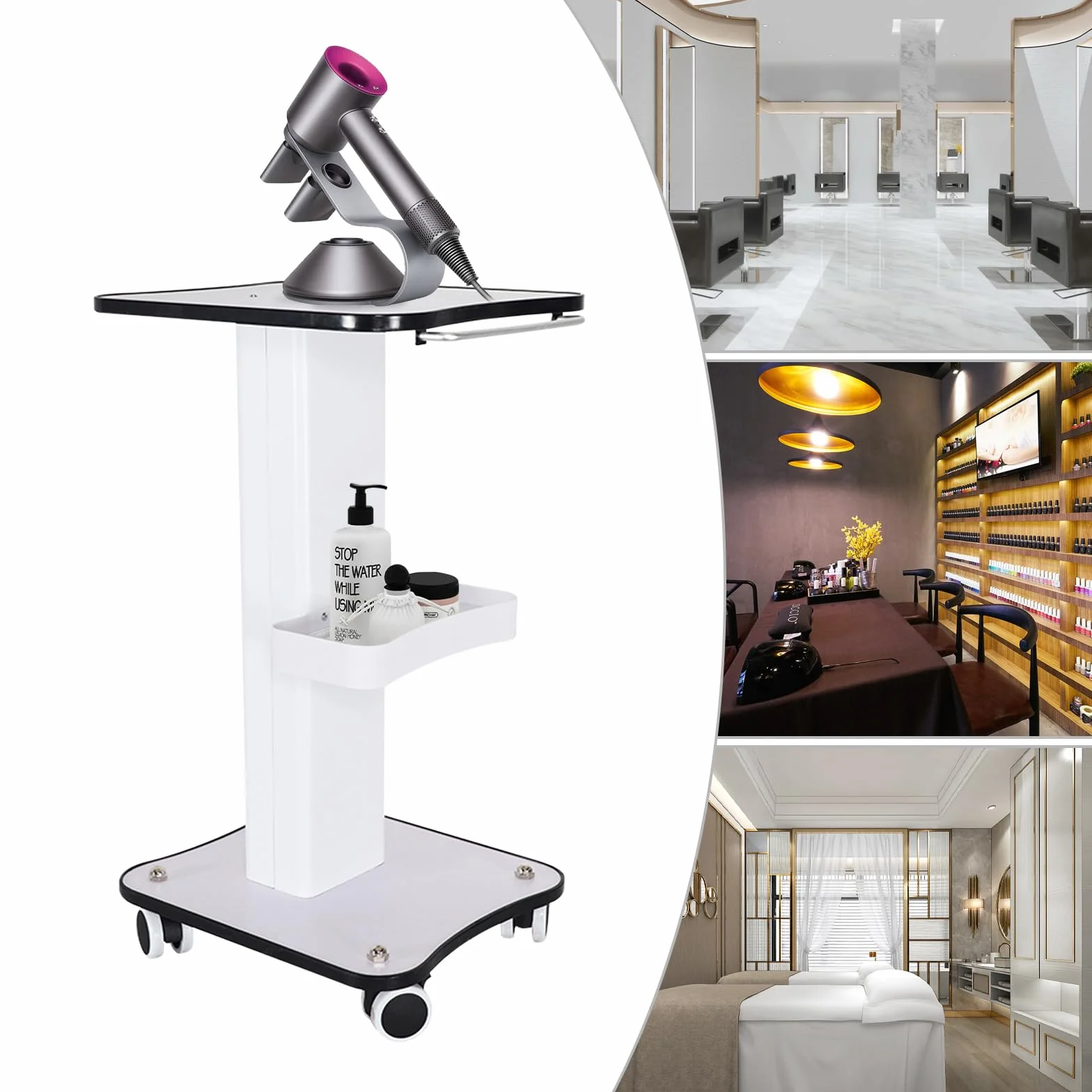 Wózek do salonu kosmetycznego, wielofunkcyjny, ruchomy wózek ręczny, wyposażenie do salonu, spa, do salonu fryzjerskiego, wózka na kółkach do instrumentów kosmetycznych