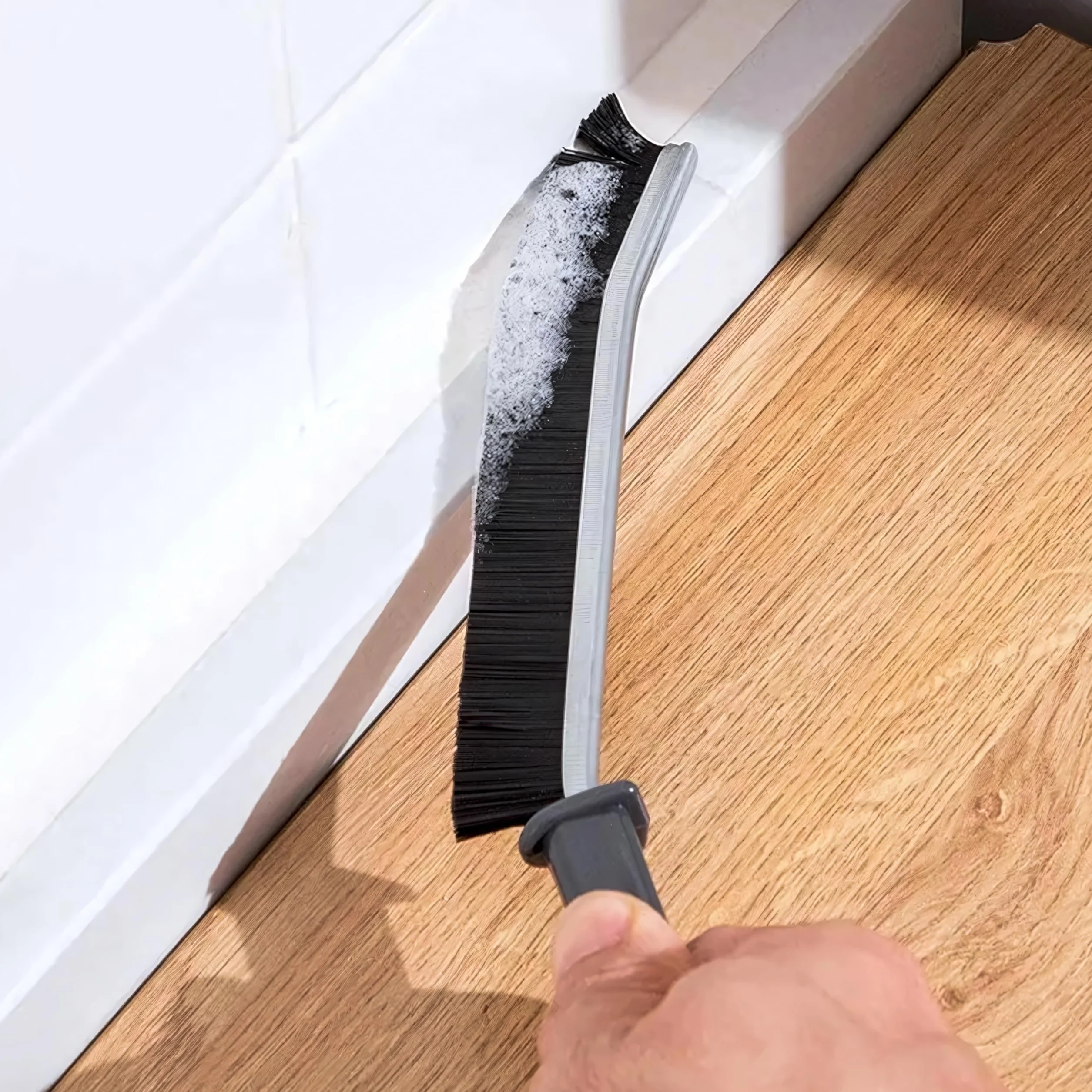 Retoo Szczotka do czyszczenia szczelin z twardego włosia 24 cm długości, otwór do zawieszenia, szczotka do czyszczenia narożników, szczotka do fug, do łazienki, narzędzia do czyszczenia drzwi, okien