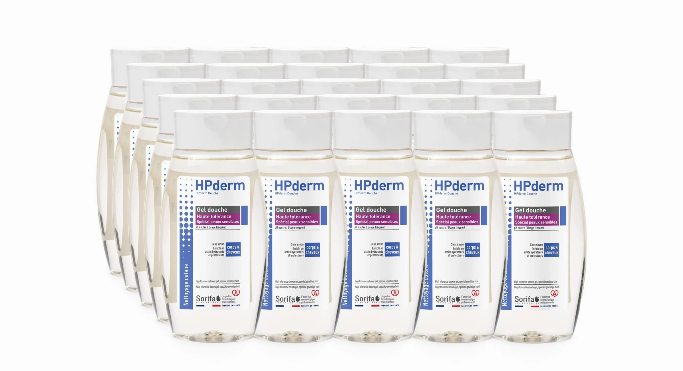 HPderm WYSOKA TOLERANCE Żel pod prysznic 2 w 1 do ciała i włosów - Specjalny dla skóry wrażliwej, skóry tatuażu, osłabione włosy - Częste używanie - pH neutralne, bez mydła - Butelka 250 ml