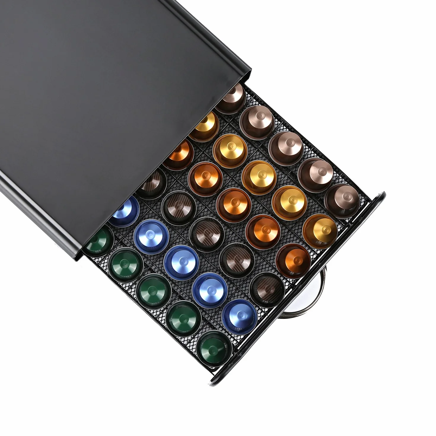 HiveNets Nespresso Uchwyt na kapsułki do kawy pod metalową szufladą do przechowywania na 60 szt