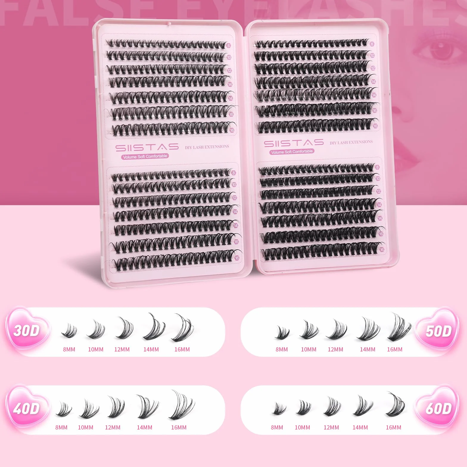 Cluster Lashes 560 szt. grubych pojedynczych rzęs Wispy Lash Clusters 8-16 mm rosyjskie D Curl Lashes Indywidualne Klaster Puszyste Pojedyncze Naturalne rzęsy Wielokrotnego użytku Przedłużanie rzęs w