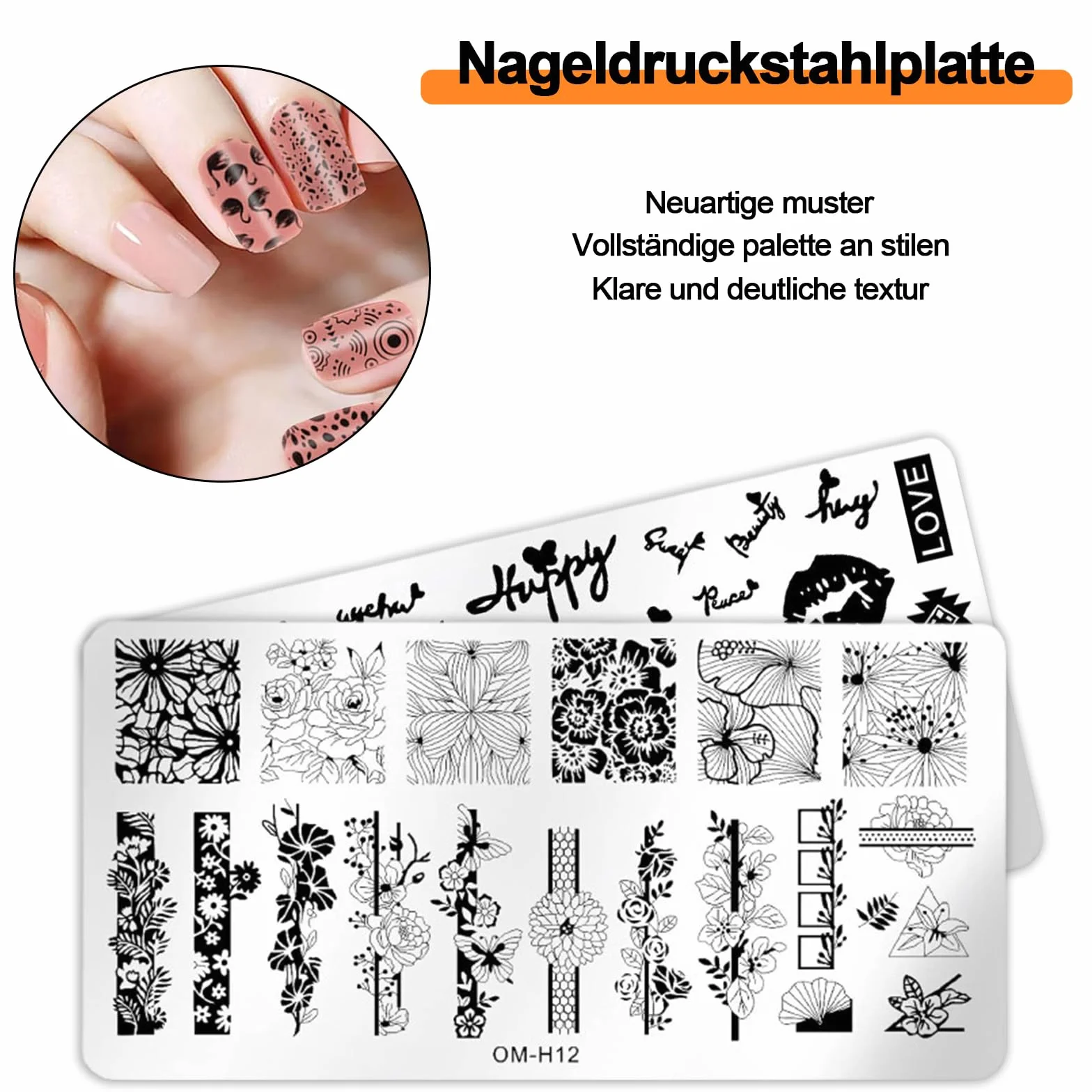 Zestaw stempli do paznokci 6 sztuk szablony do manicure DIY