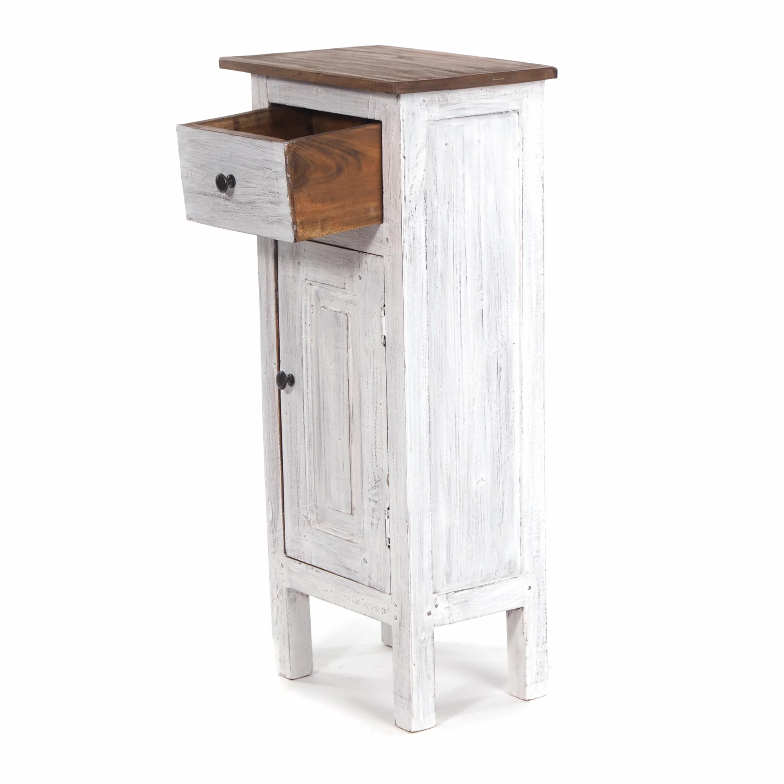 Flurschrank Plant 80 80x36x25 cm mahagoni z recyklingu szafka przedsionkowa shabby chic kolor 05 biały-naturalny