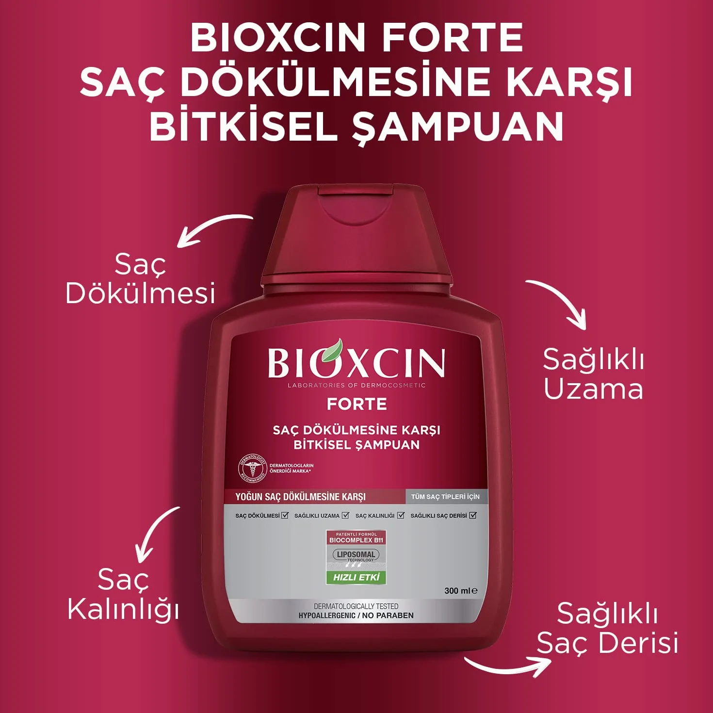 Bioxcin Forte Szampon przeciw intensywnemu wypadaniu włosów ziołowy do wszystkich rodzajów włosów 300 ml