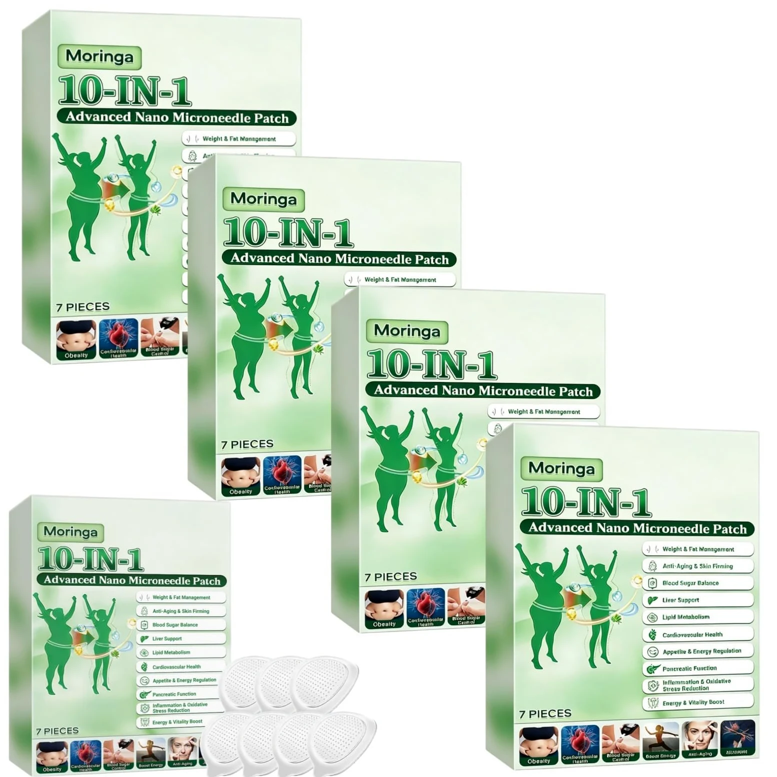 Plastry odchudzające Moringa 10 w 1, Nano Microneedle Plaster wyszczuplający z berberyną i NAD+, naturalne składniki, skóra ujędrniająca, łatwa aplikacja, idealna dla mężczyzn i kobiet