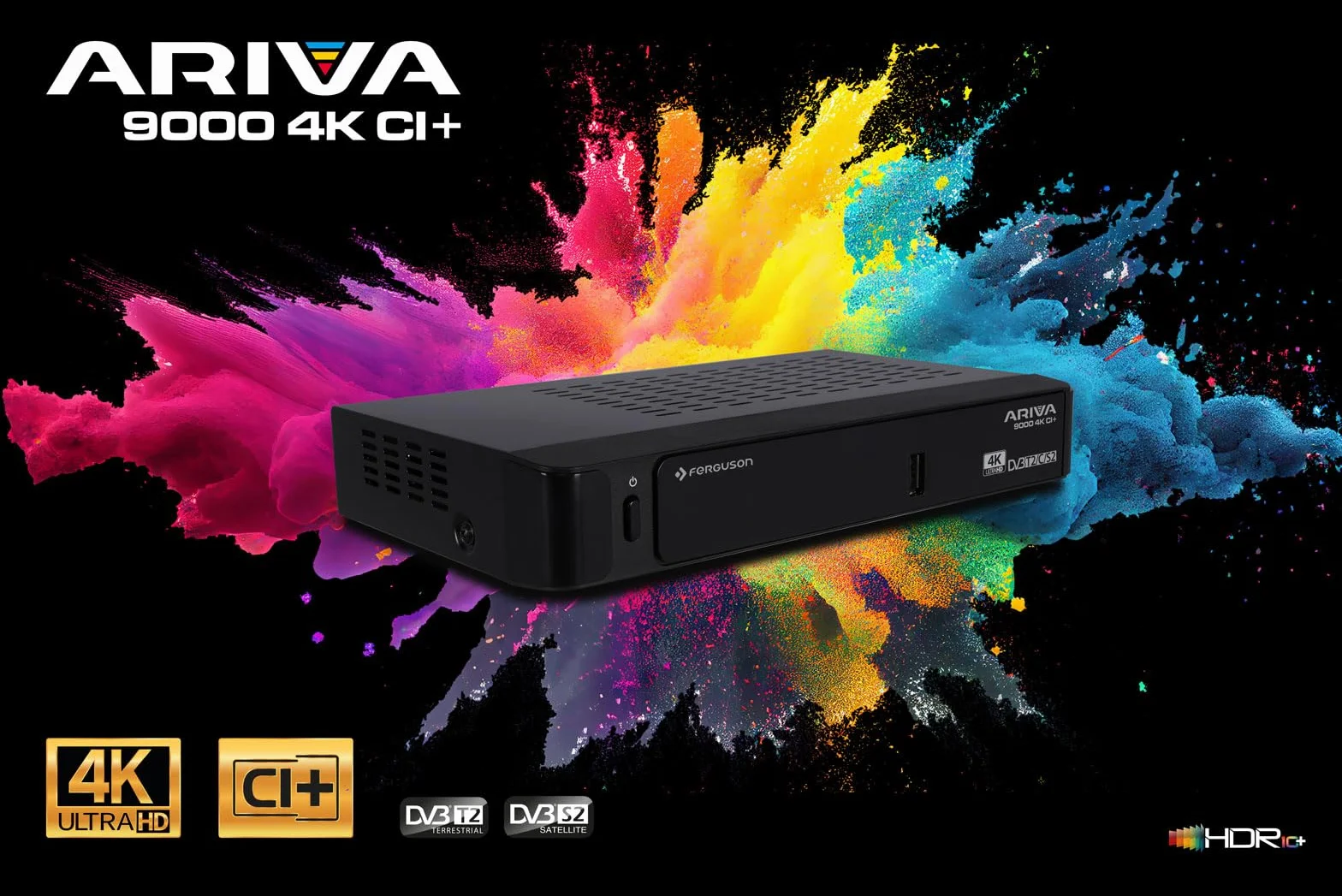 Ariva 9000 4K CI+ - Tuner dekoder TV satelitarny, naziemna, kablowa | HbbTV, UHD, HEVC H265, DVB-S2, DVB-C, DVB-T, DVB-T2